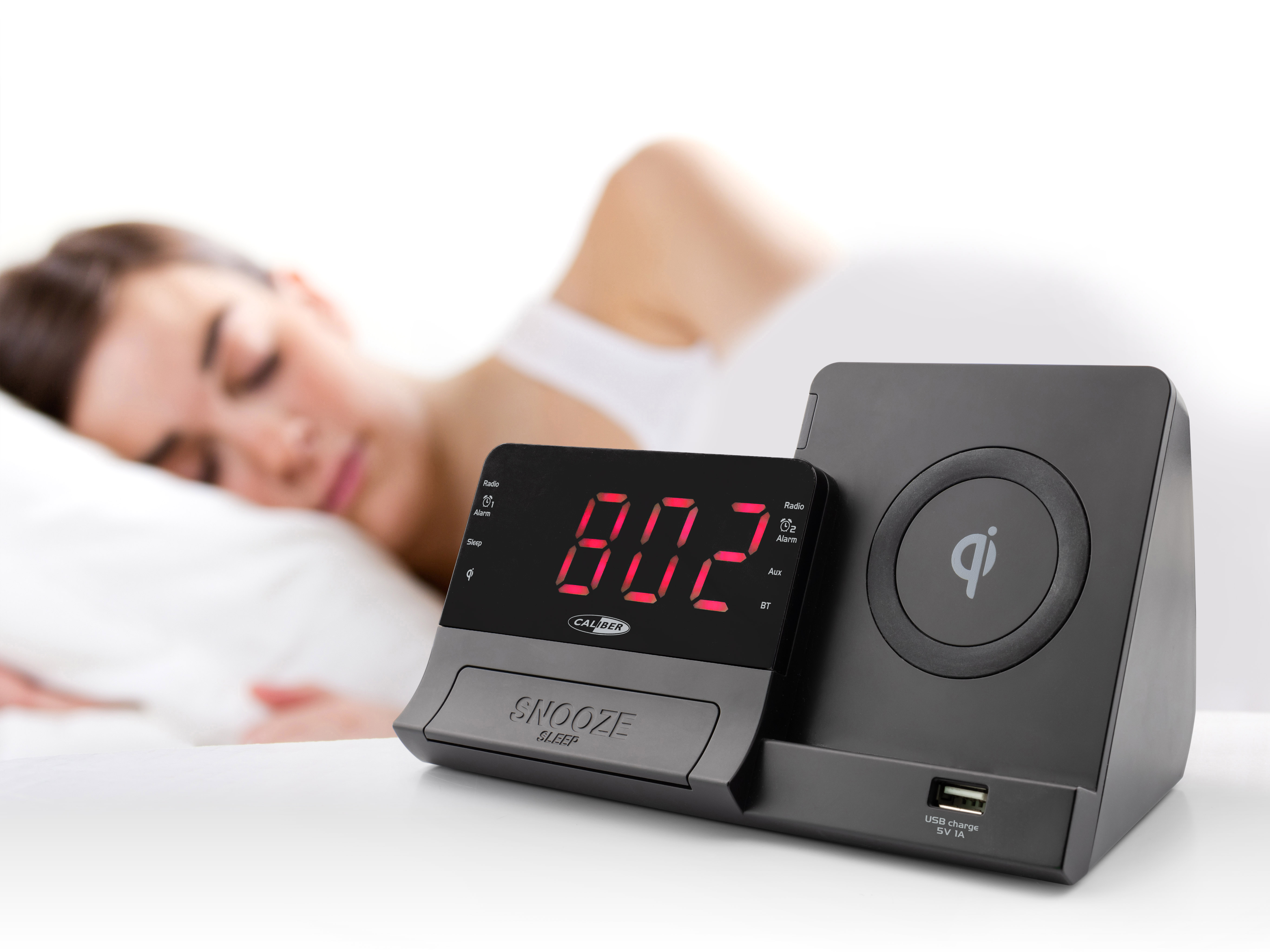 CALIBER HCG012QI-BT Radio-Uhr, FM, Bluetooth, Schwarz
