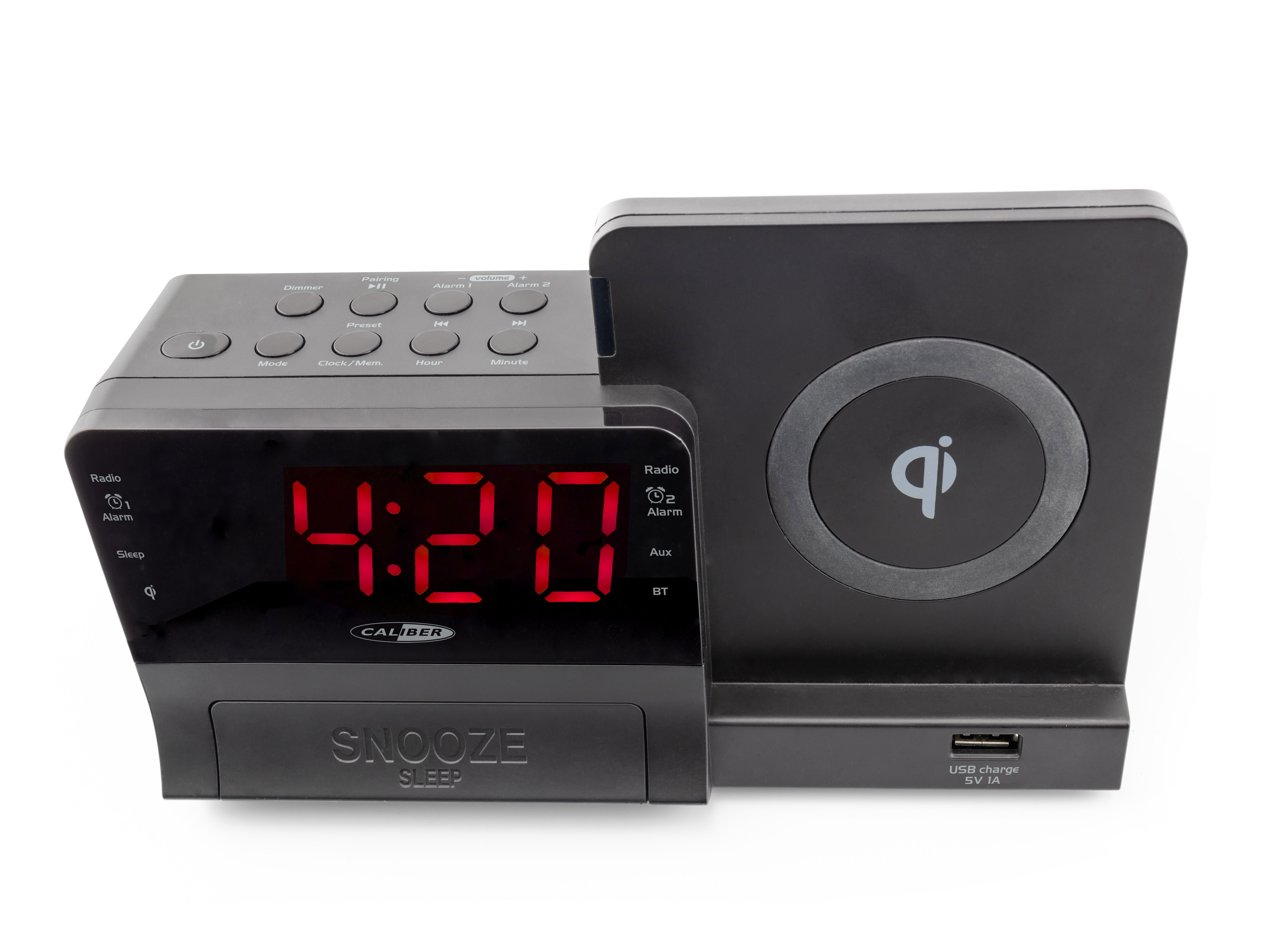 CALIBER HCG012QI-BT Radio-Uhr, FM, Bluetooth, Schwarz