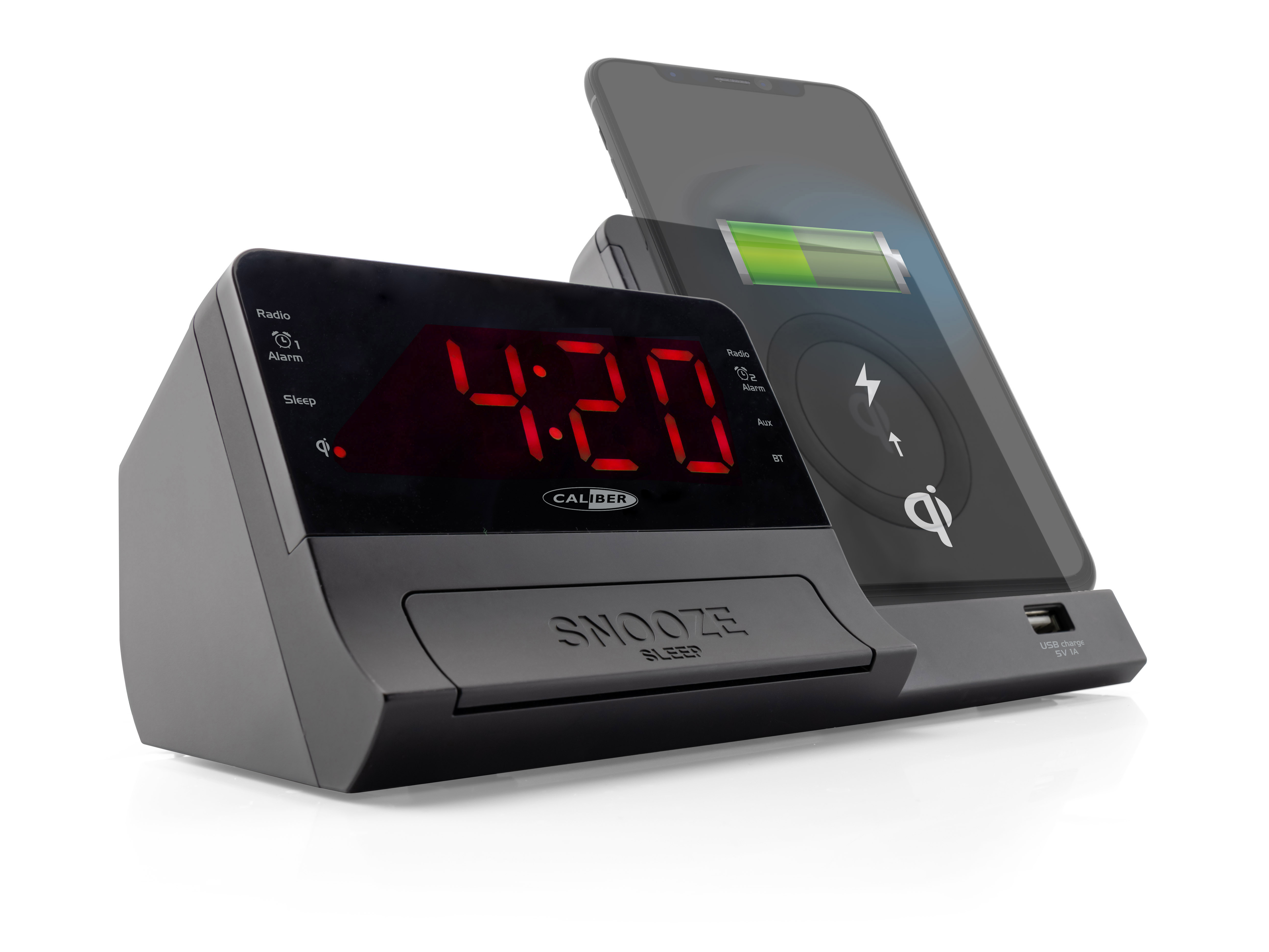 CALIBER HCG012QI-BT Radio-Uhr, FM, Bluetooth, Schwarz