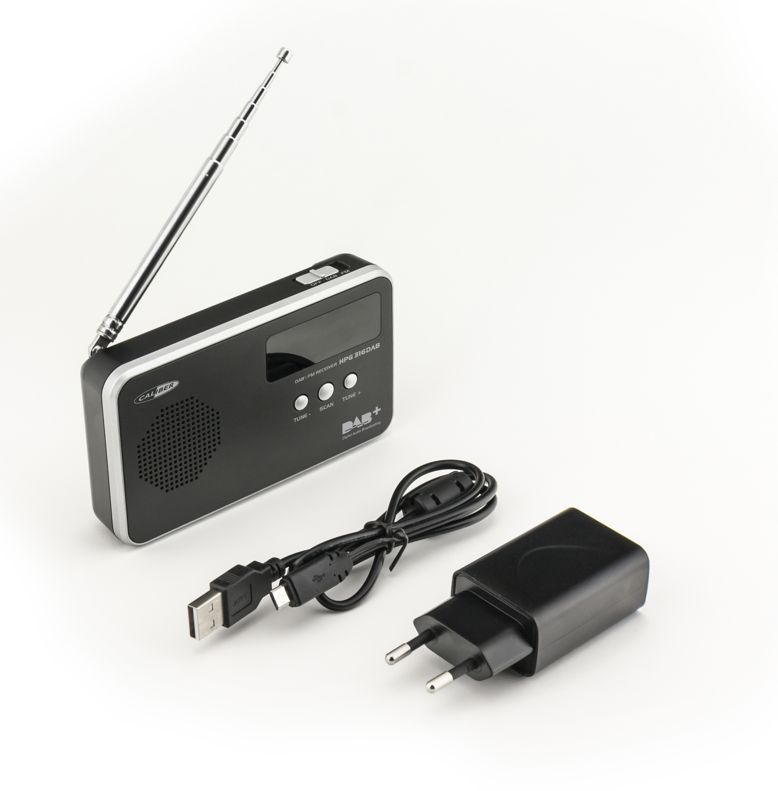 DAB+ portable Schwarz Radio, FM, CALIBER HPG316DAB/B DAB+,