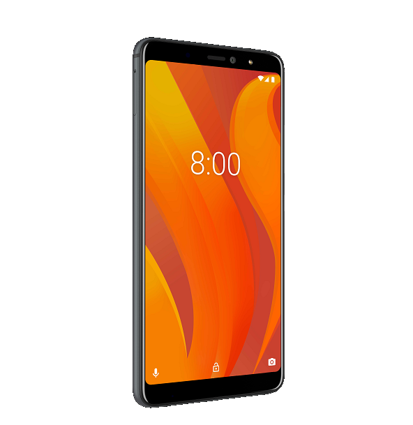 Un smartphone. La pantalla muestra un degradado naranja y amarillo. La hora es 8:00.