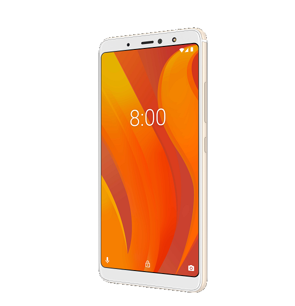 Smartphone con fondo naranja y amarillo, mostrando la hora 8:00.