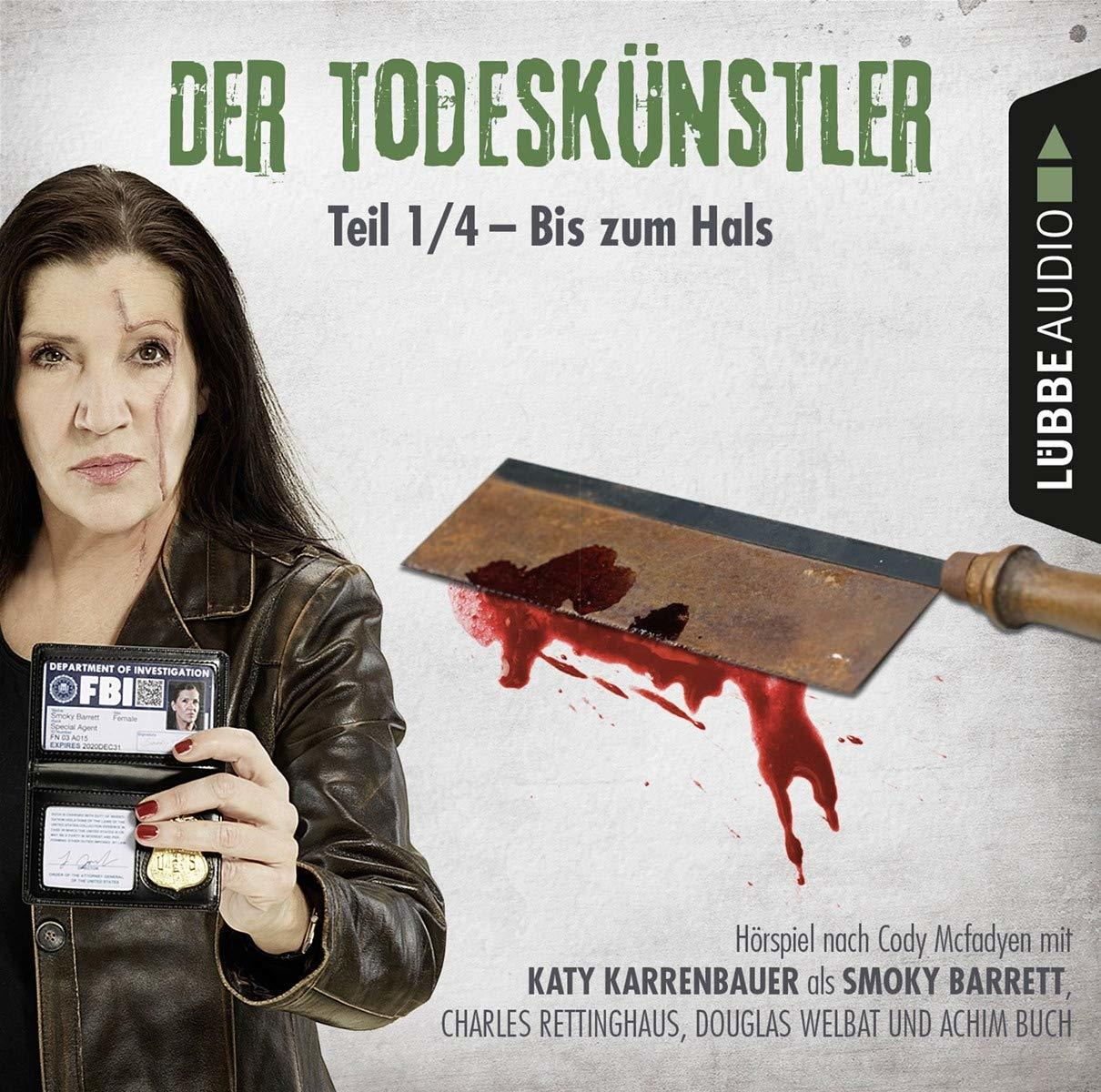 DVD-Hülle mit einer Frau, die ein FBI-Abzeichen und ein blutiges Messer hält.