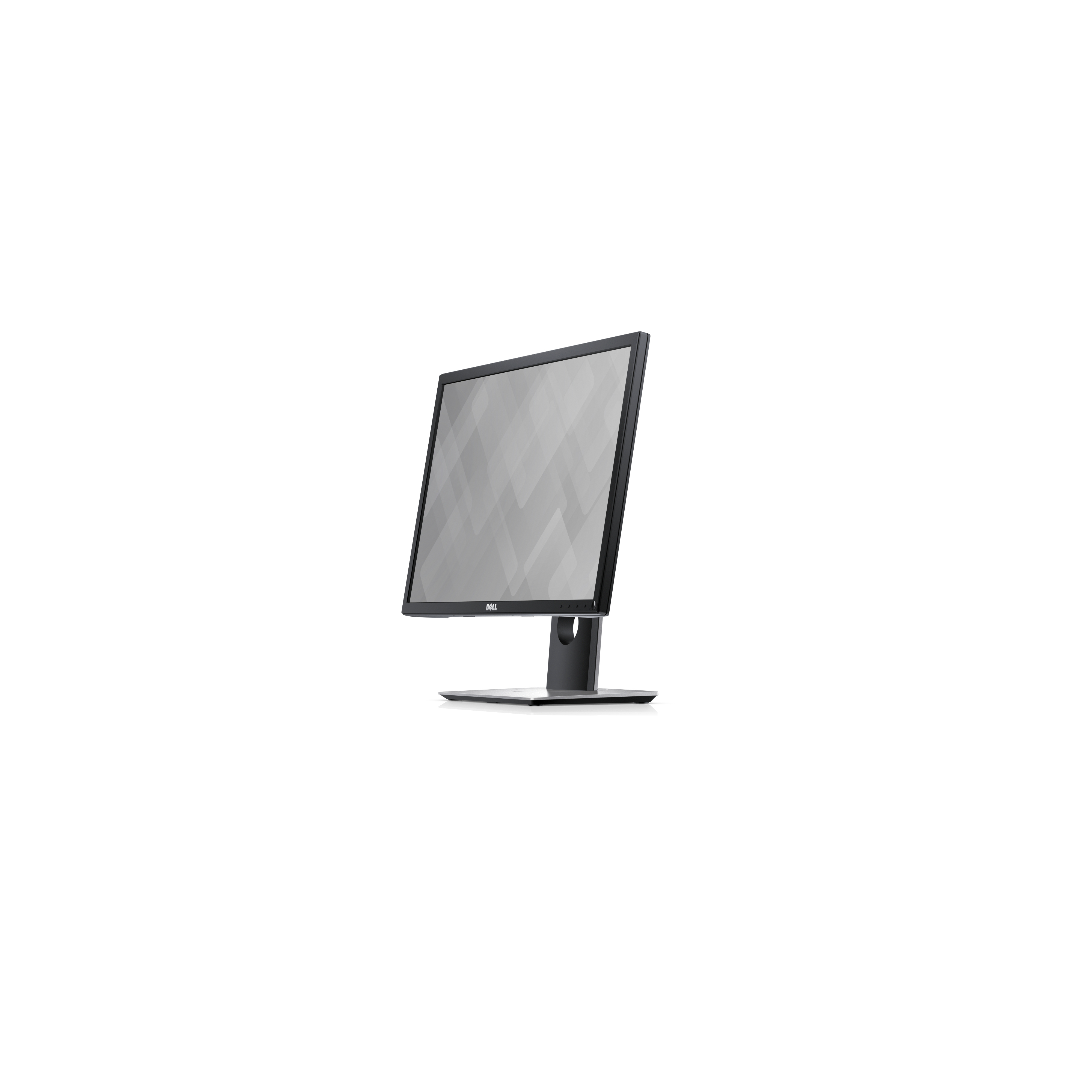 Beyaz arka planda ortalanmış, stand üzerinde siyah Dell monitör.