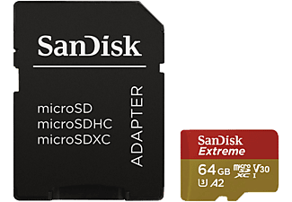 SANDISK MicroSD Extreme 64GB C10 UHS-I U3 memóriakártya (183505)