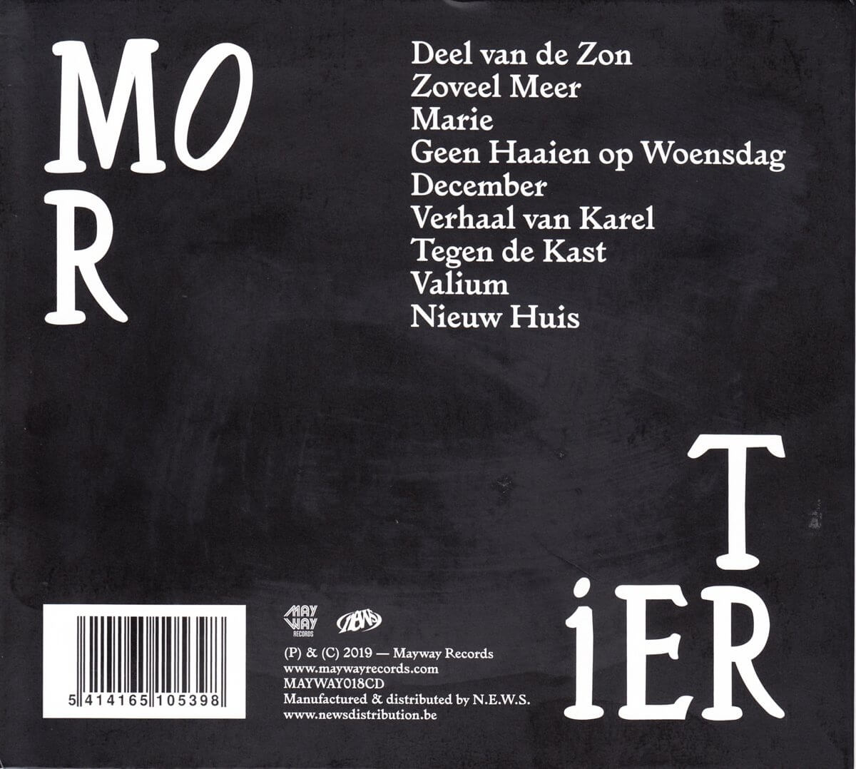 Zwart-witte cd-hoes met Nederlandse tekst, het woord "MOTHER" prominent.