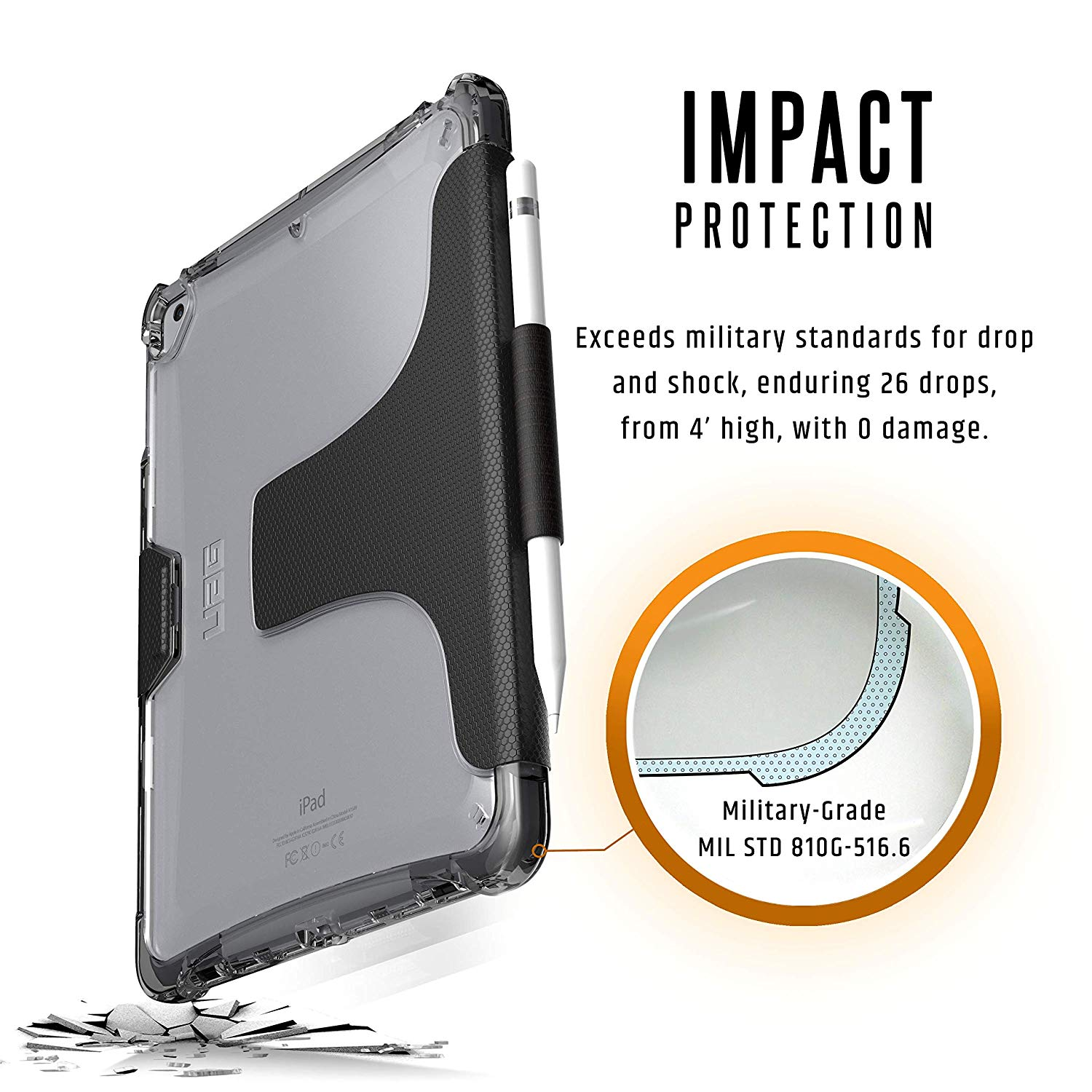Carcasa - UAG, Urban Armor Gear PLYO, Para Ipad, Apple iPad 5th Y 6th Generación, Gris