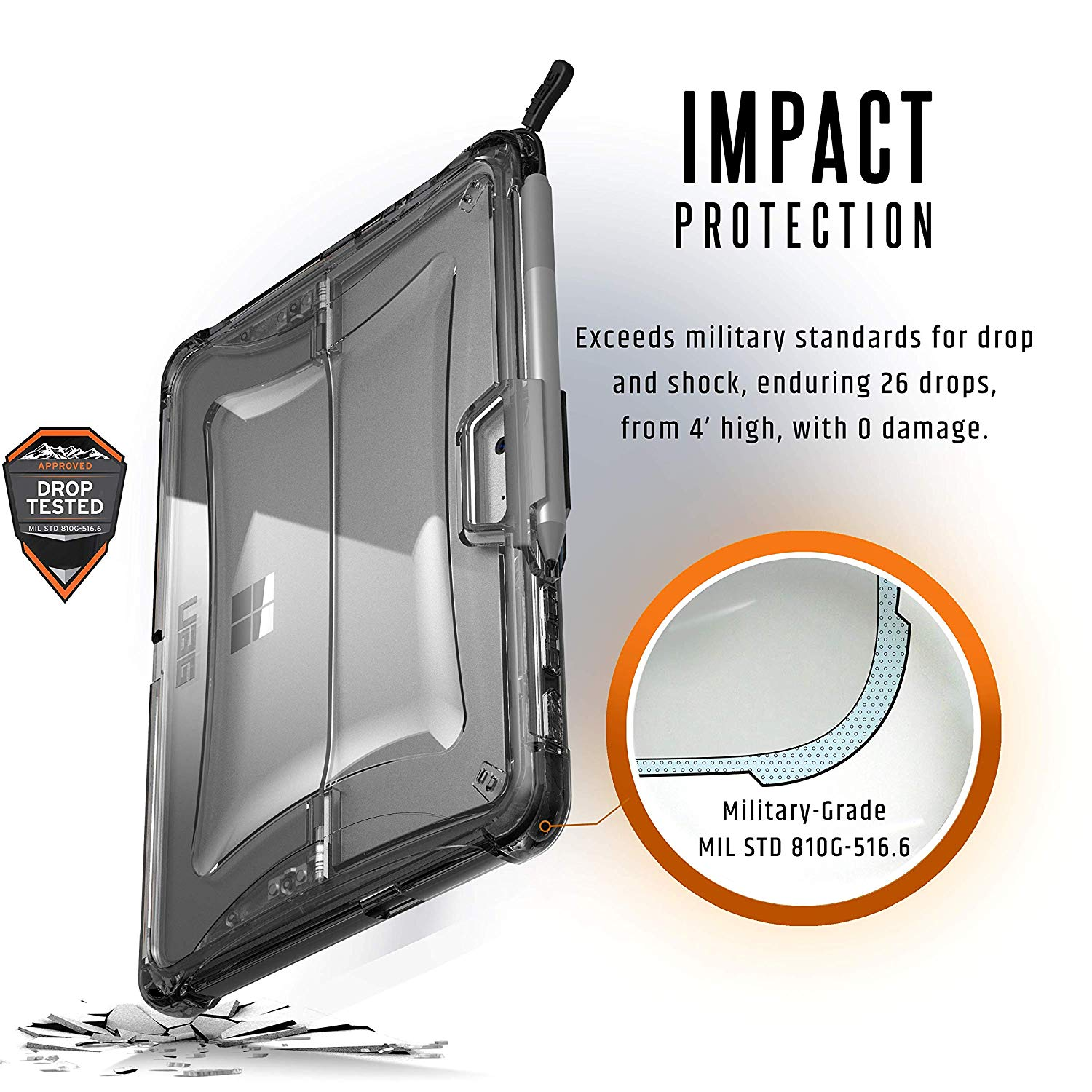 Carcasa - UAG, Urban Armor Gear PLYO, Para Microsoft Surface Go, Transparente
