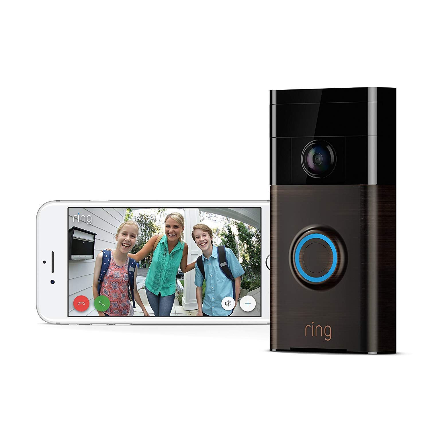 Videoportero - Ring Video Doorbell, Wifi, HD, 720p, Detención de movimiento, Bronce veneciano