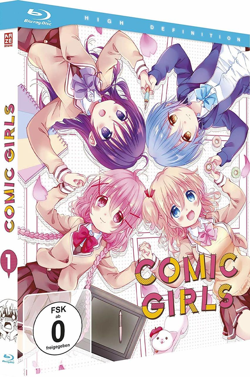 Cover einer Manga Blu-ray mit dem Titel 'Comic Girls'. Zeigt vier Anime-Mädchen.