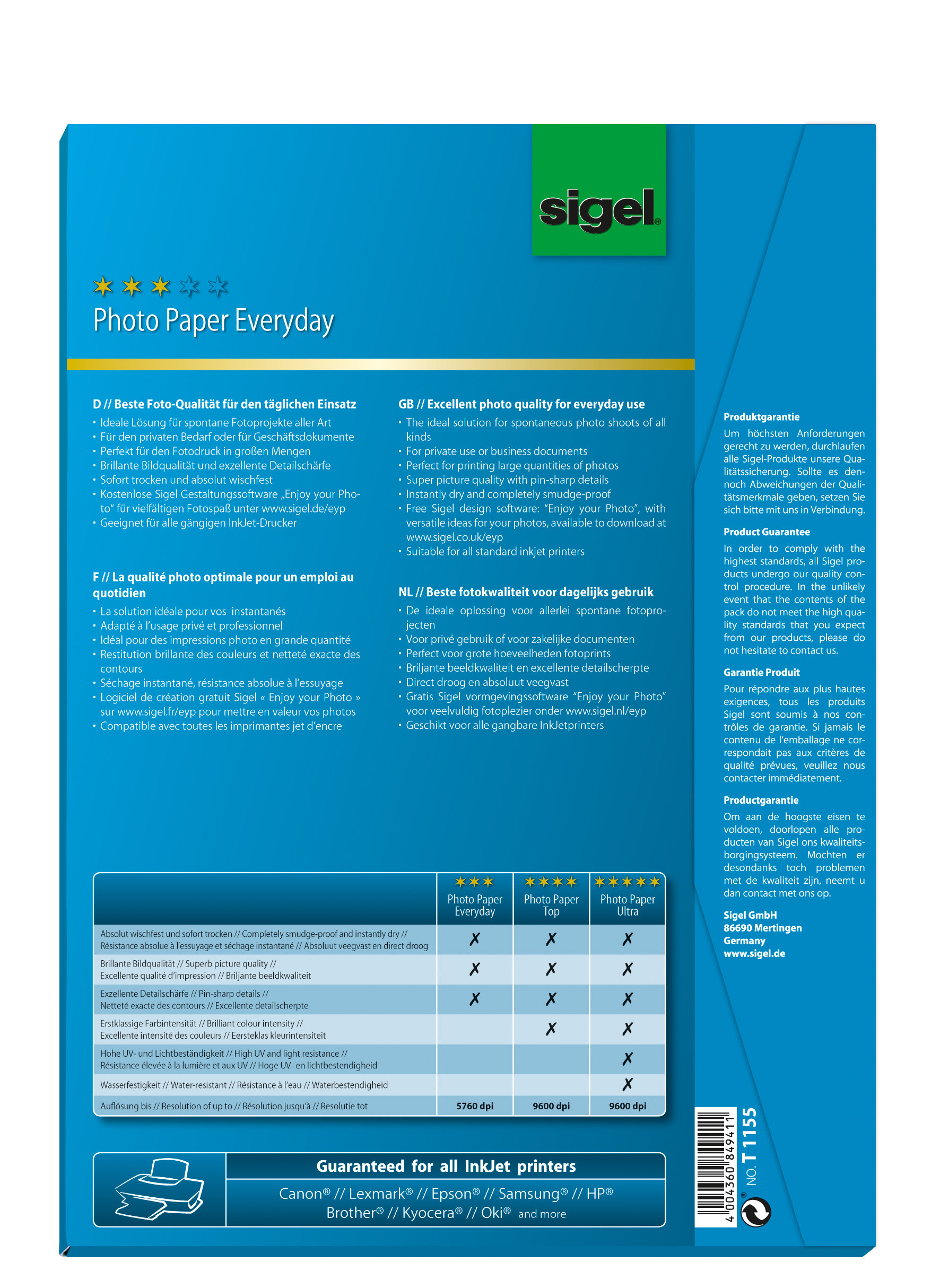 SIGEL T1155 Einzelblattpapier A4