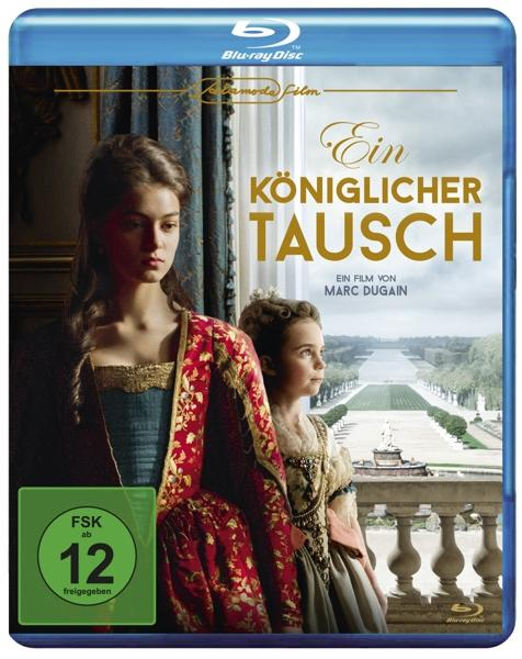 Blu-ray-Cover: Zwei Frauen in historischen Kostümen, eine schaut die andere an. Titel: 'Ein Königlicher Tausch'.