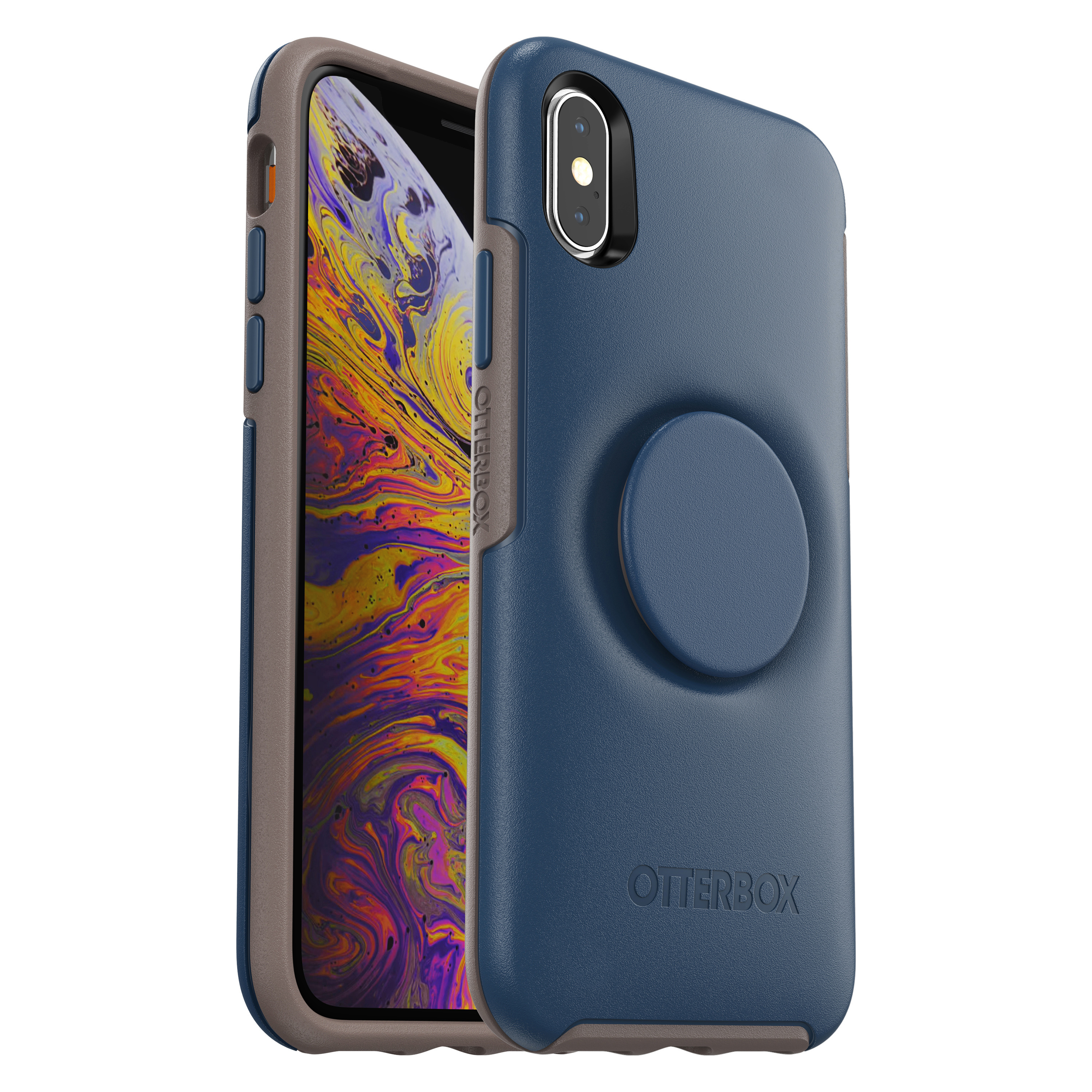 OTTERBOX Otter + Pop Symmetry, Backcover, Apple, iPhone X, iPhone XS, Blau