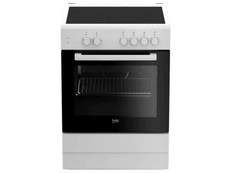 Cocina - Beko FSS67000GW, Eléctrica, 4 zonas cocción, Horno multifunción, 67L, Grill, Blanco y negro