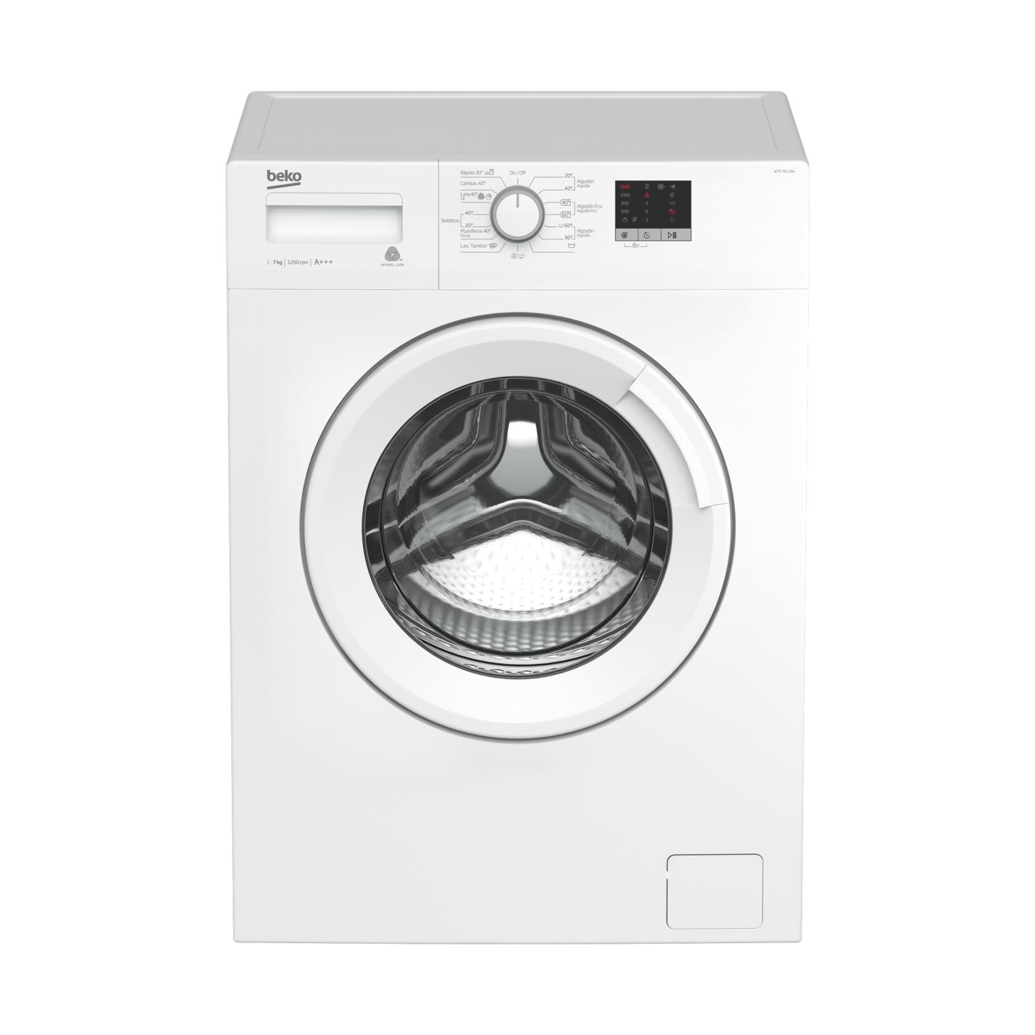 Lavadora - Beko, WTE 7611 BW, A+++, 7 Kg, 1200 RPM, Blanco