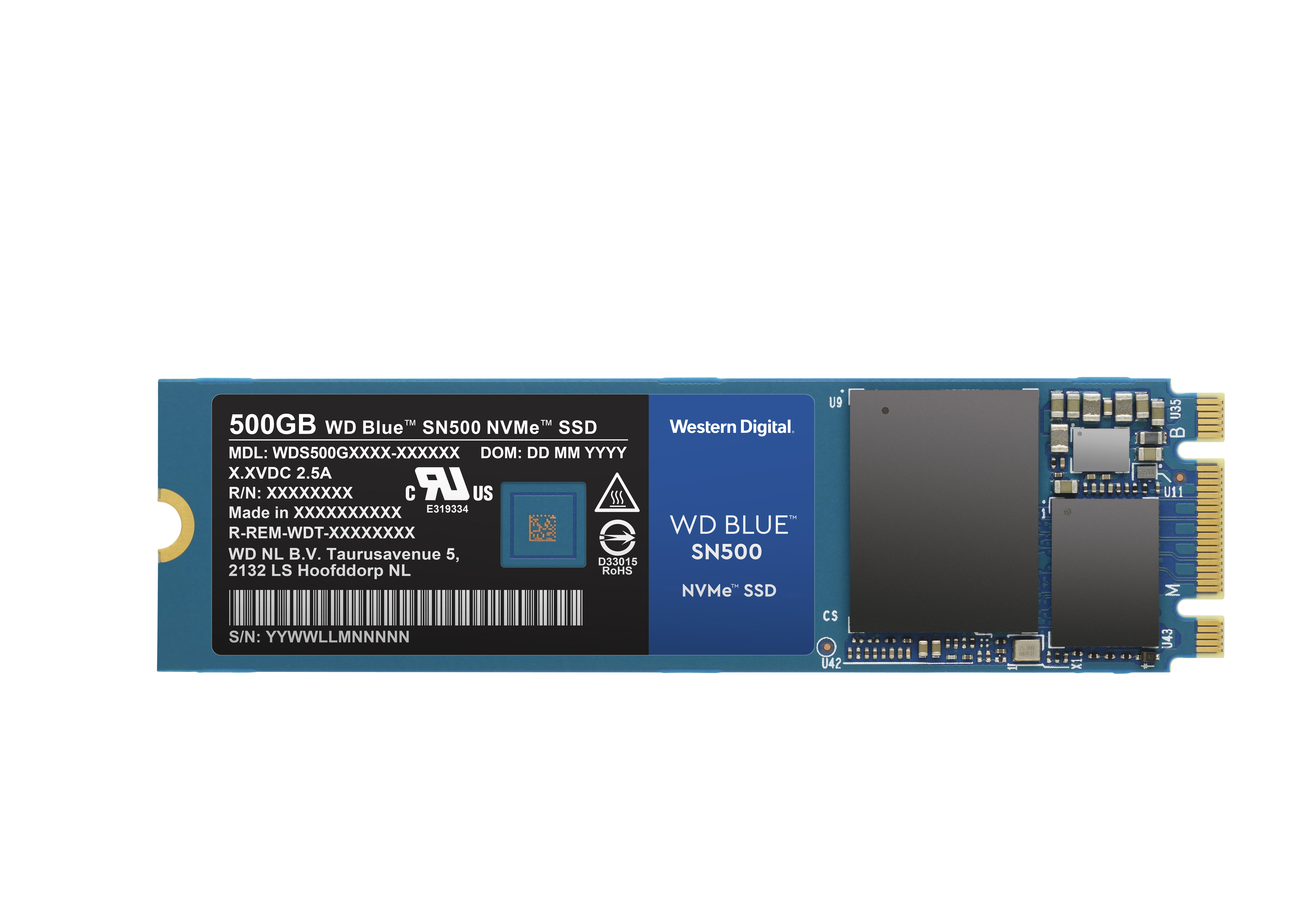 WD Blue™ SN500 NVMe™ Festplatte, 500 GB SSD M.2 via PCIe, intern