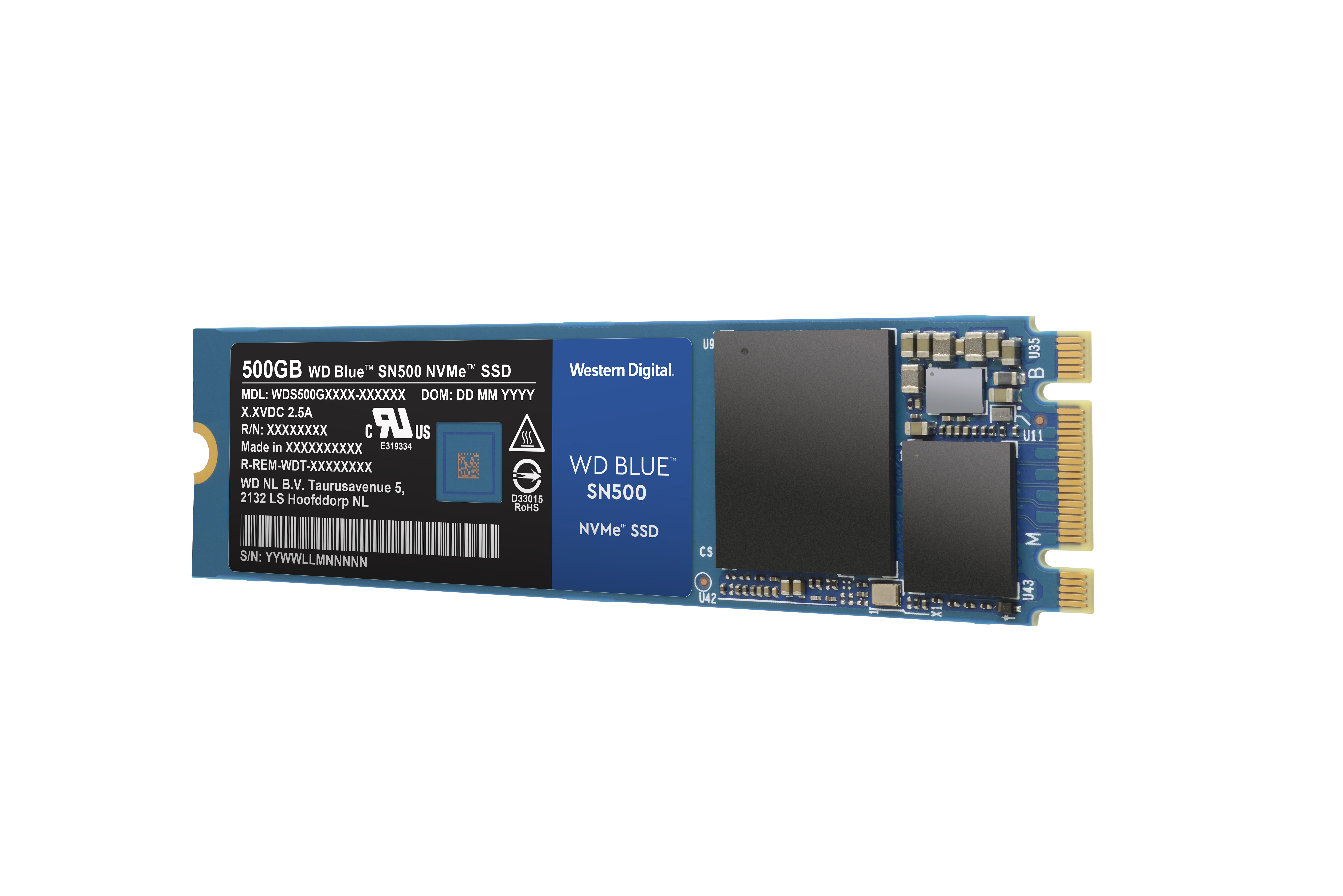 WD Blue™ SN500 NVMe™ Festplatte, 500 GB SSD M.2 via PCIe, intern