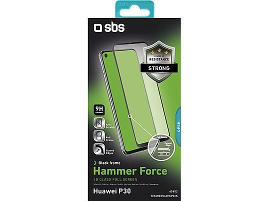 SBS 4D Rounded Edges - Verre de protection (Convient pour le modèle: Huawei P30)