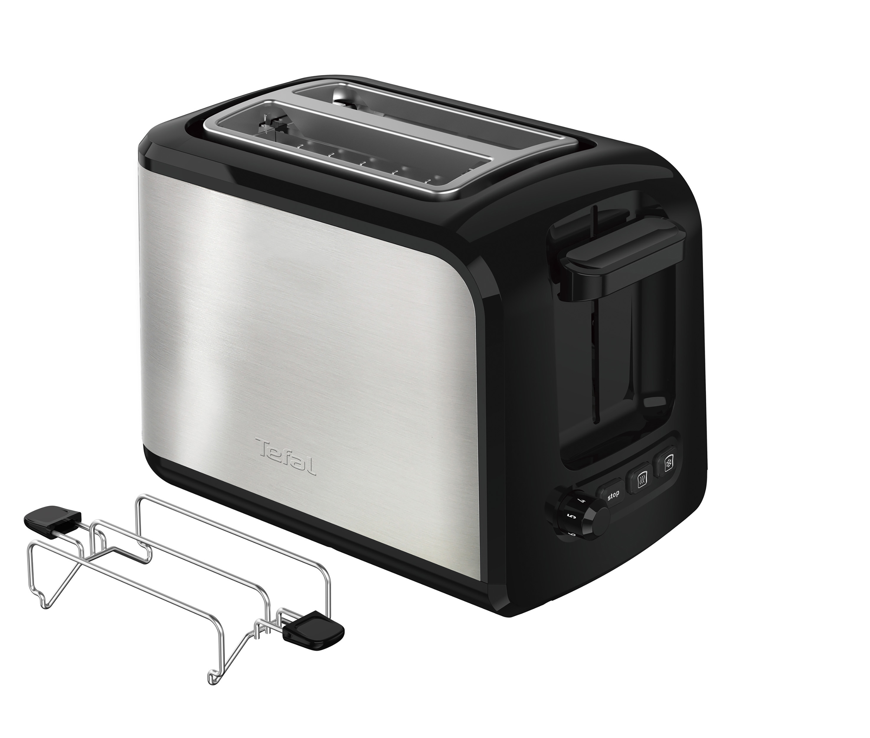 TEFAL TT411D Express Edelstahl Toaster Schwarz/Edelstahl (850 Watt, Schlitze: 2)
