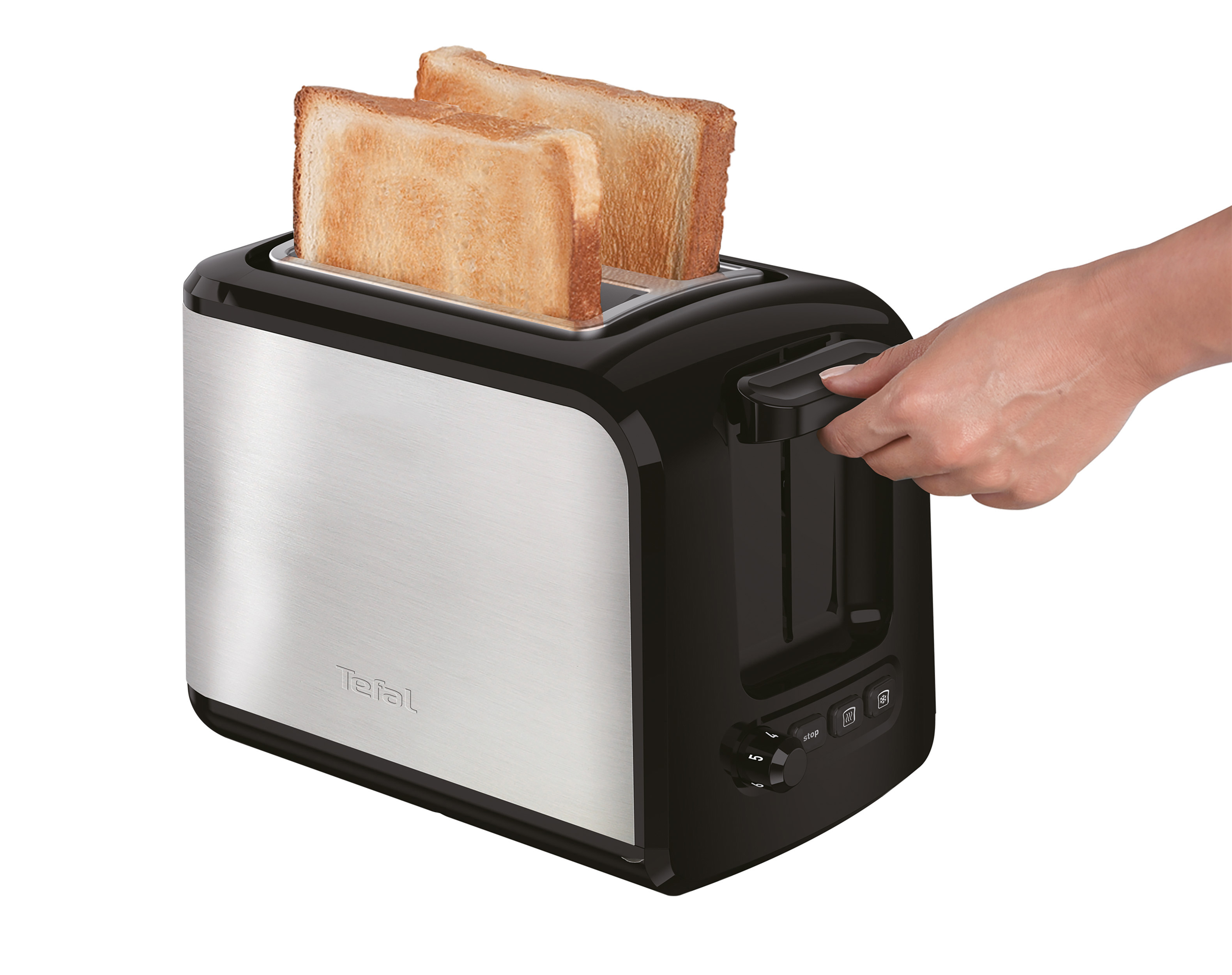 TEFAL TT411D Express Edelstahl Toaster Schwarz/Edelstahl (850 Watt, Schlitze: 2)