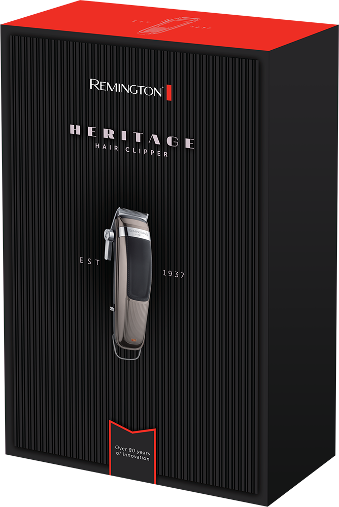 Remington Heritage hajvágó doboz hajvágóval benne.