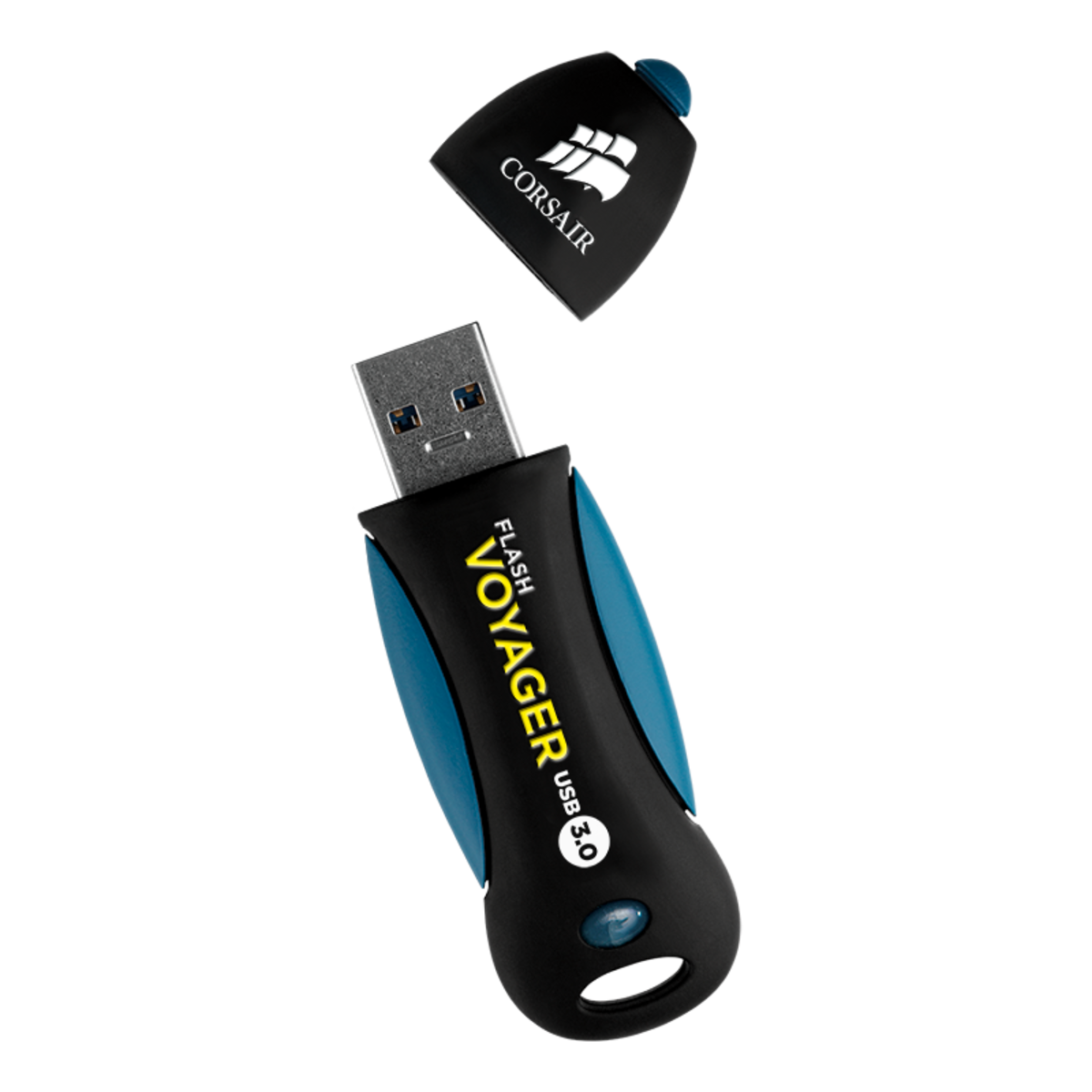 Memoria USB 64 GB - Corsair CMFVY3A, 3.0, Cifrado de hardware, Negro y azul