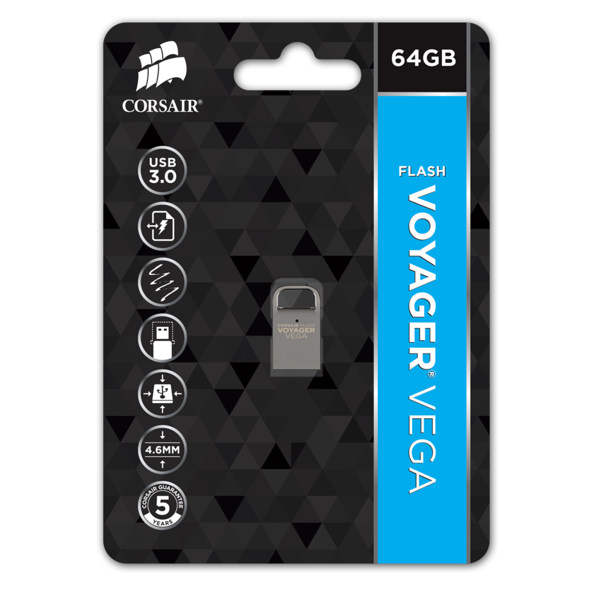 Memoria USB 64 GB - Corsair CMFVV3, 3.0, Ultra compacto, Gris