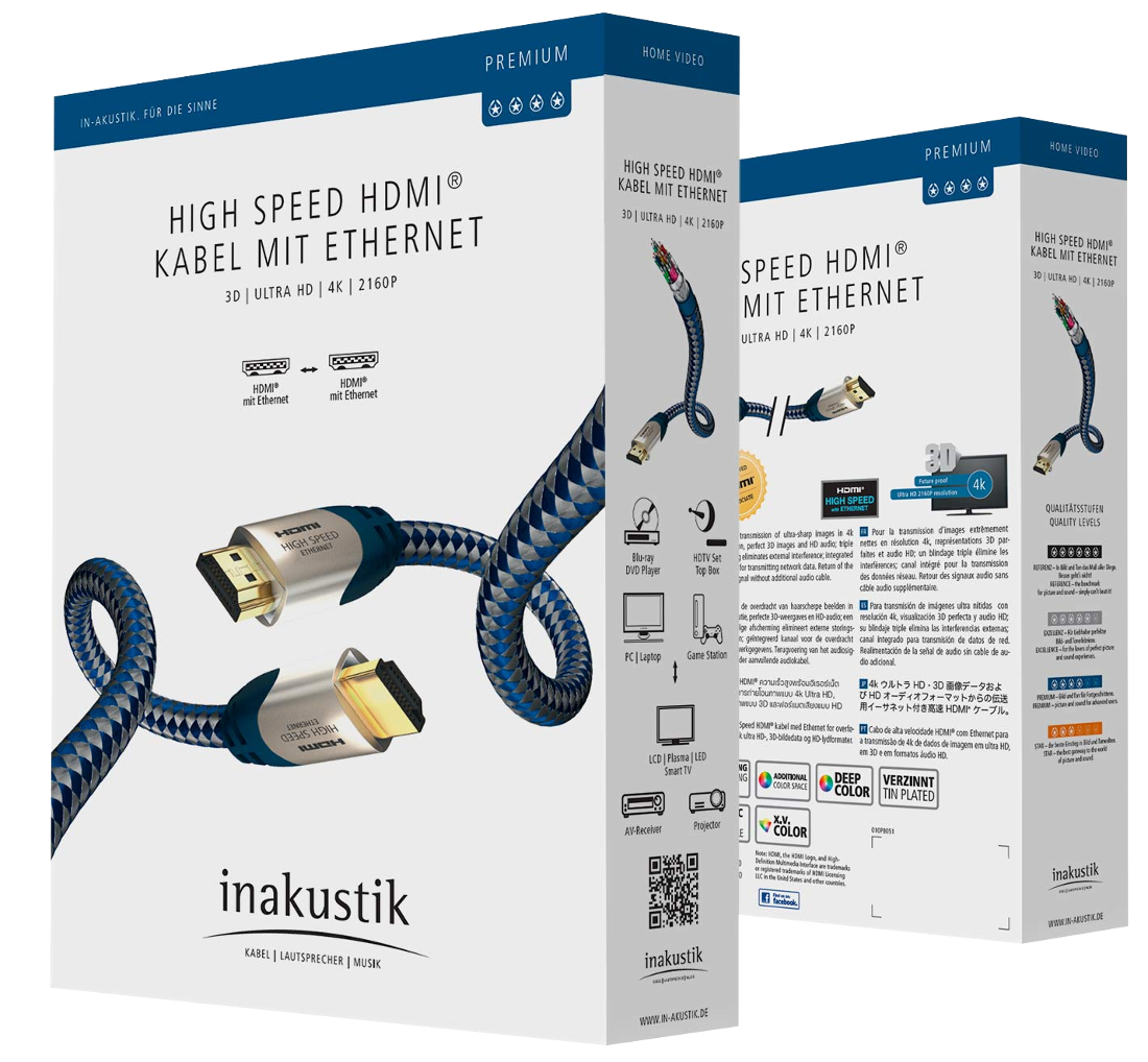 Két doboz HDMI-kábel, szöveggel és illusztrációkkal.