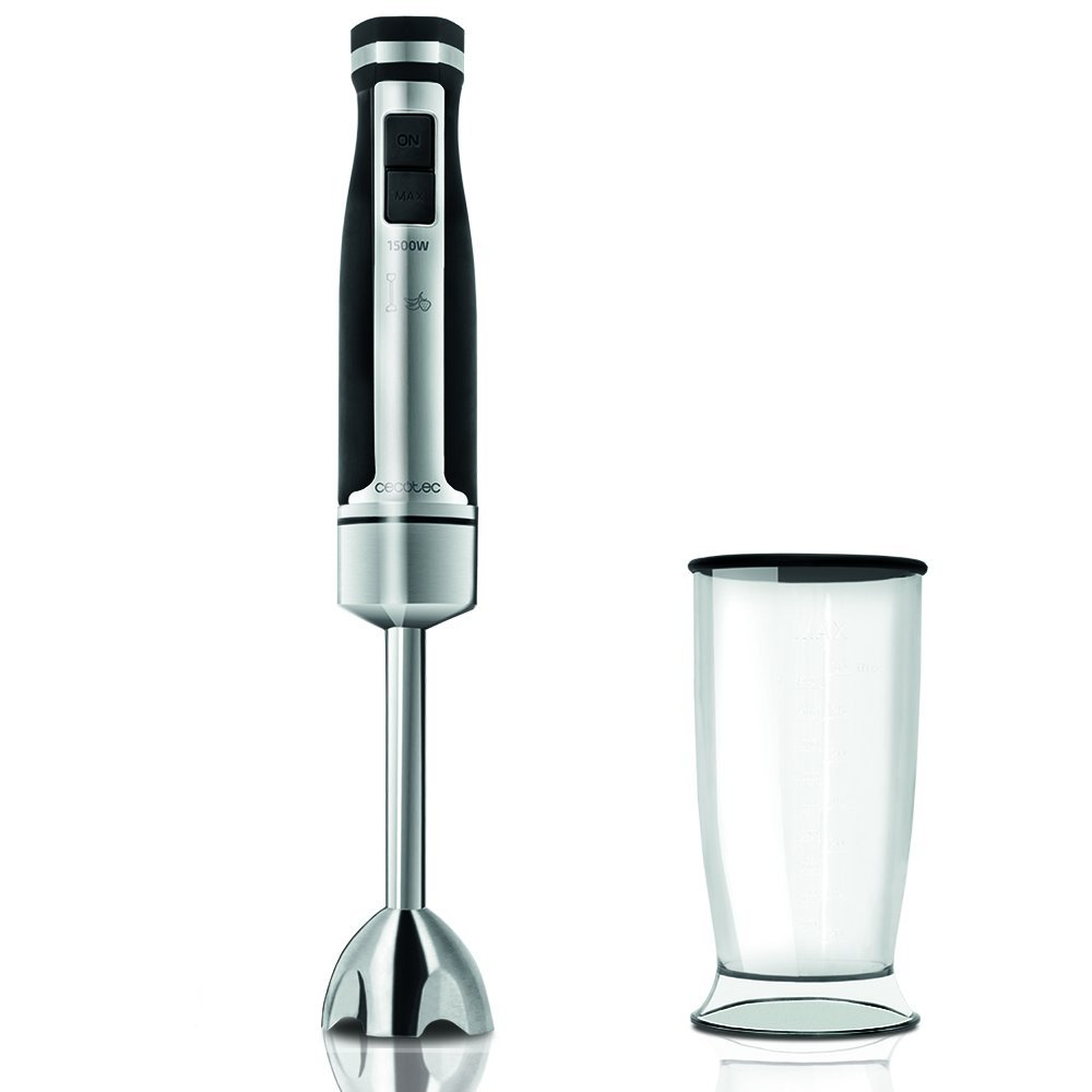 Batidora de mano - Cecotec PowerGear 1500, 1500 W, Vaso 800 ml, 21 Velocidades, 4 Hojas, Inox