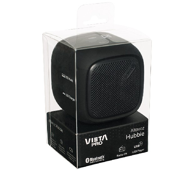 Altavoz inalámbrico - Vieta Pro Hubbie, Bluetooth, Micro USB, Radio, IPX4, Negro