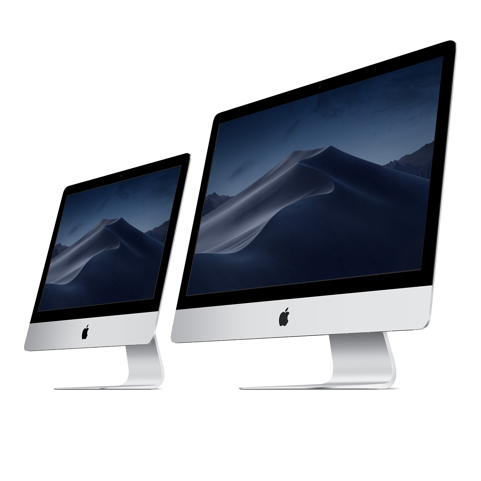 Zwei iMacs, einer groß und einer kleiner, beide zeigen ein Wüstenbild.