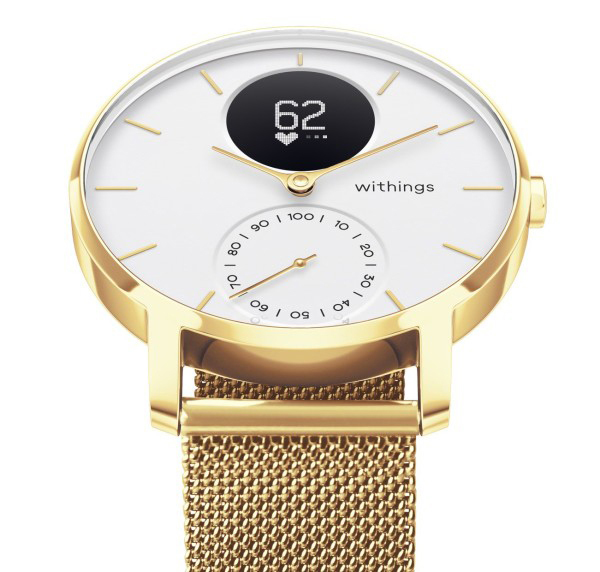 WITHINGS Steel HR Limited Edition, Smartwatch, 200 mm, Champagner Gold/Weiß