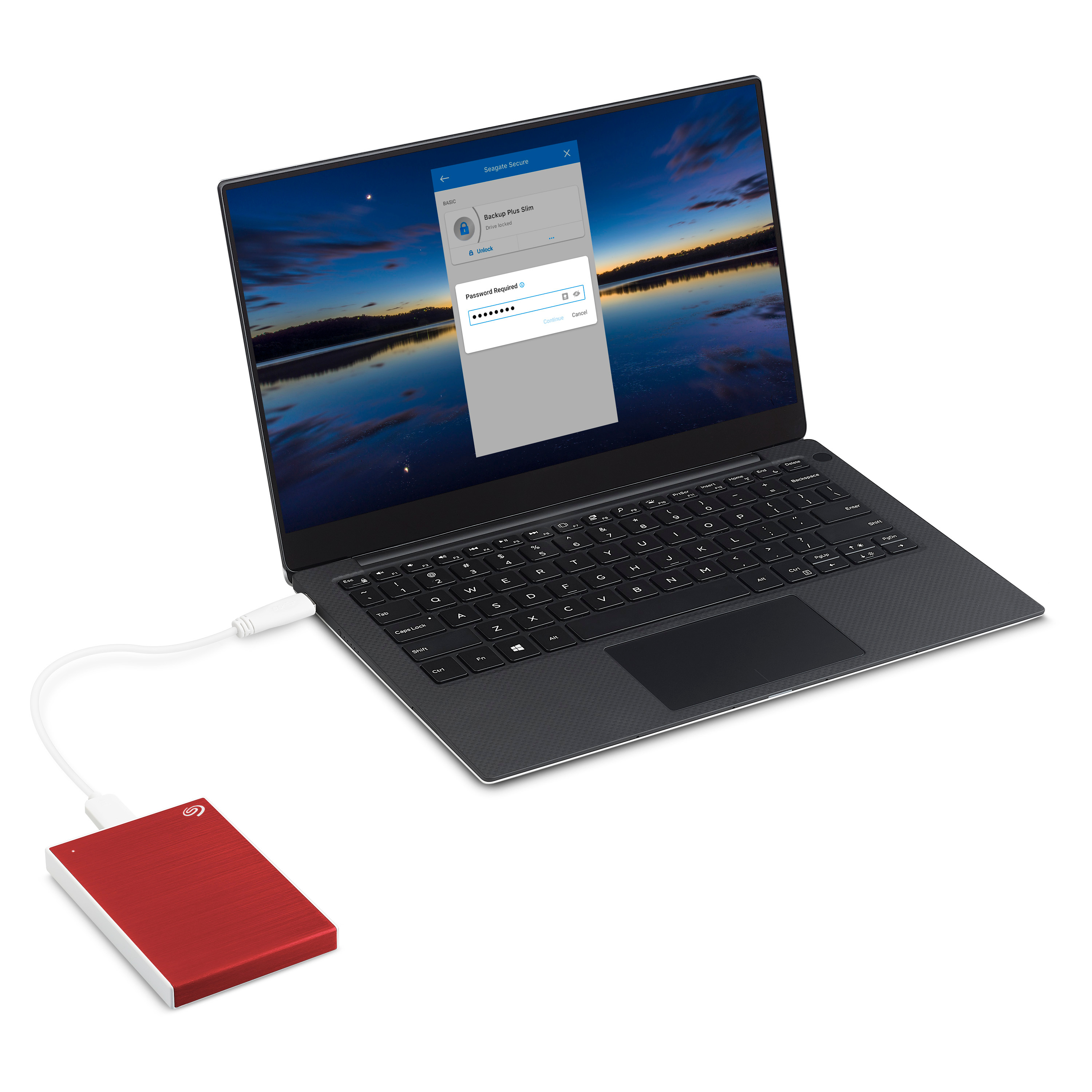 SEAGATE Backup Plus Slim Rot extern, Festplatte, 1 TB Zoll, 2,5 HDD