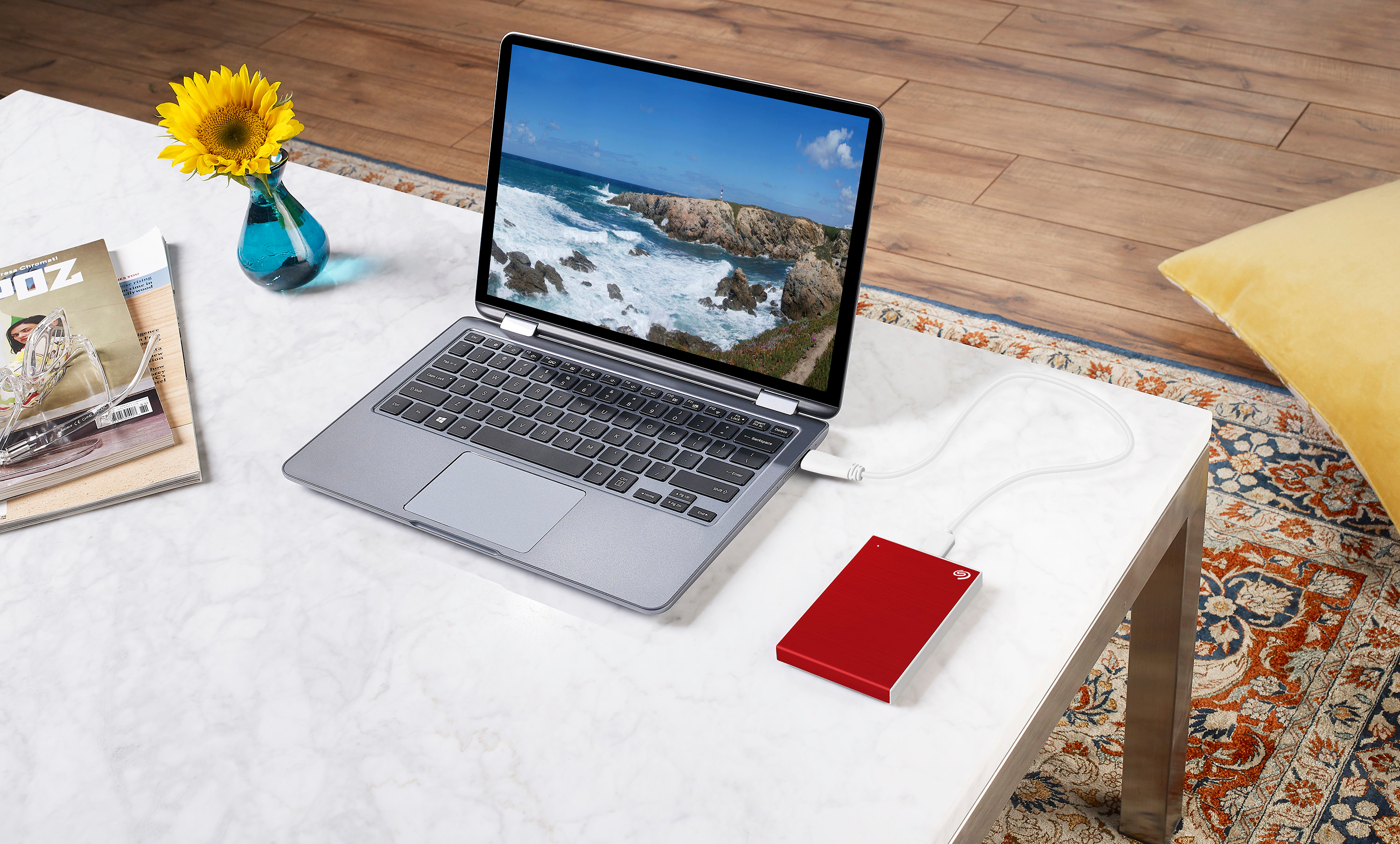 SEAGATE Backup Plus Slim Festplatte, 1 TB HDD, 2,5 Zoll, extern, Rot