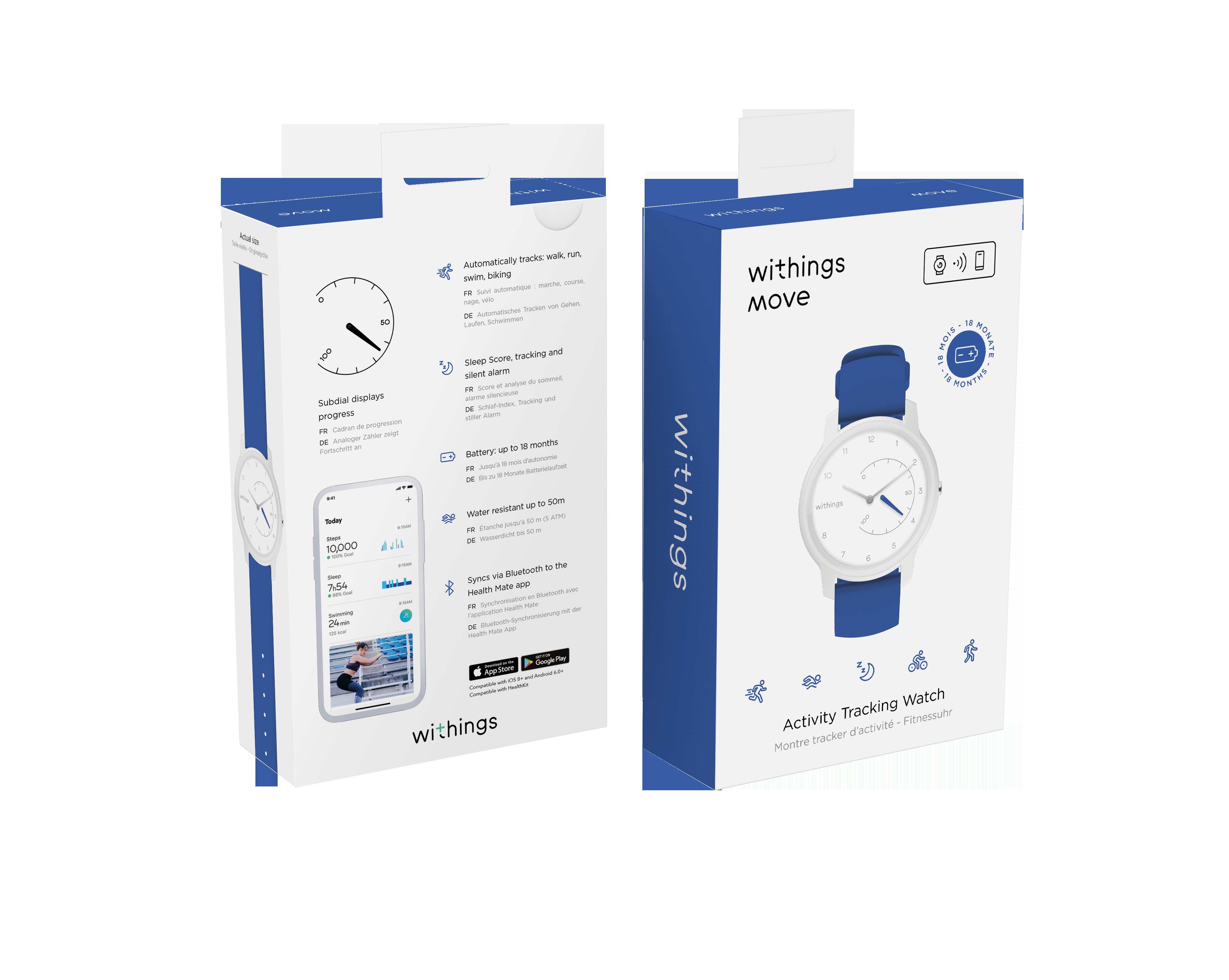 WITHINGS Move, Smartwatch, 200 mm, Weiß/Blau