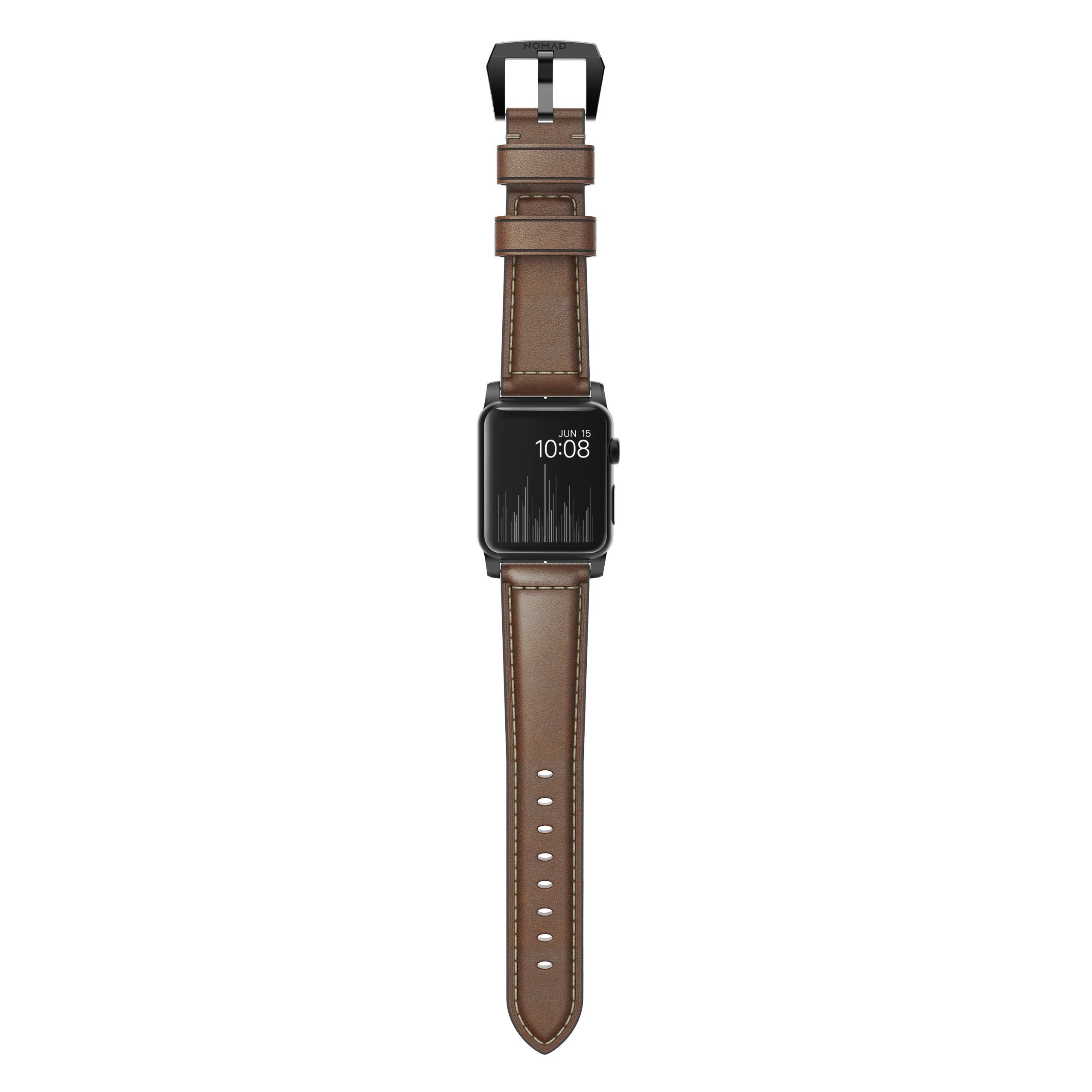 NOMAD Strap Traditional Leather Connector 42 Black Ersatzarmband, mm, Apple, Braun/Schwarz