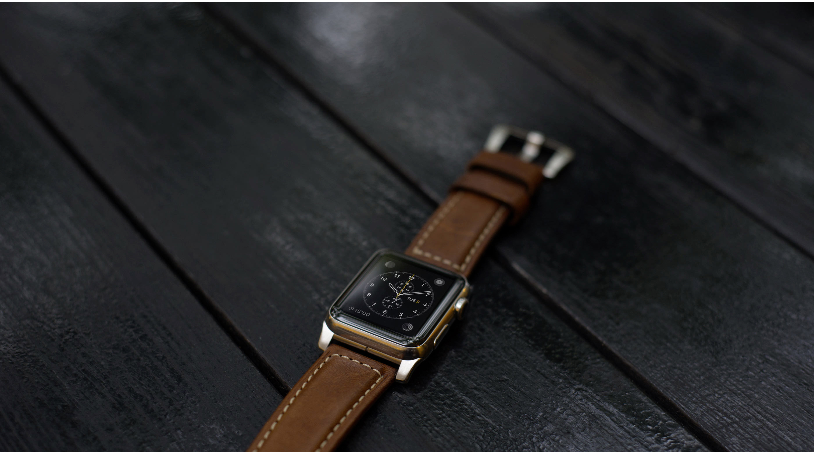 NOMAD Nomad Strap Traditional Leather Silver Brown Apple, silber braun Ersatzarmband, Connector 42mm, 