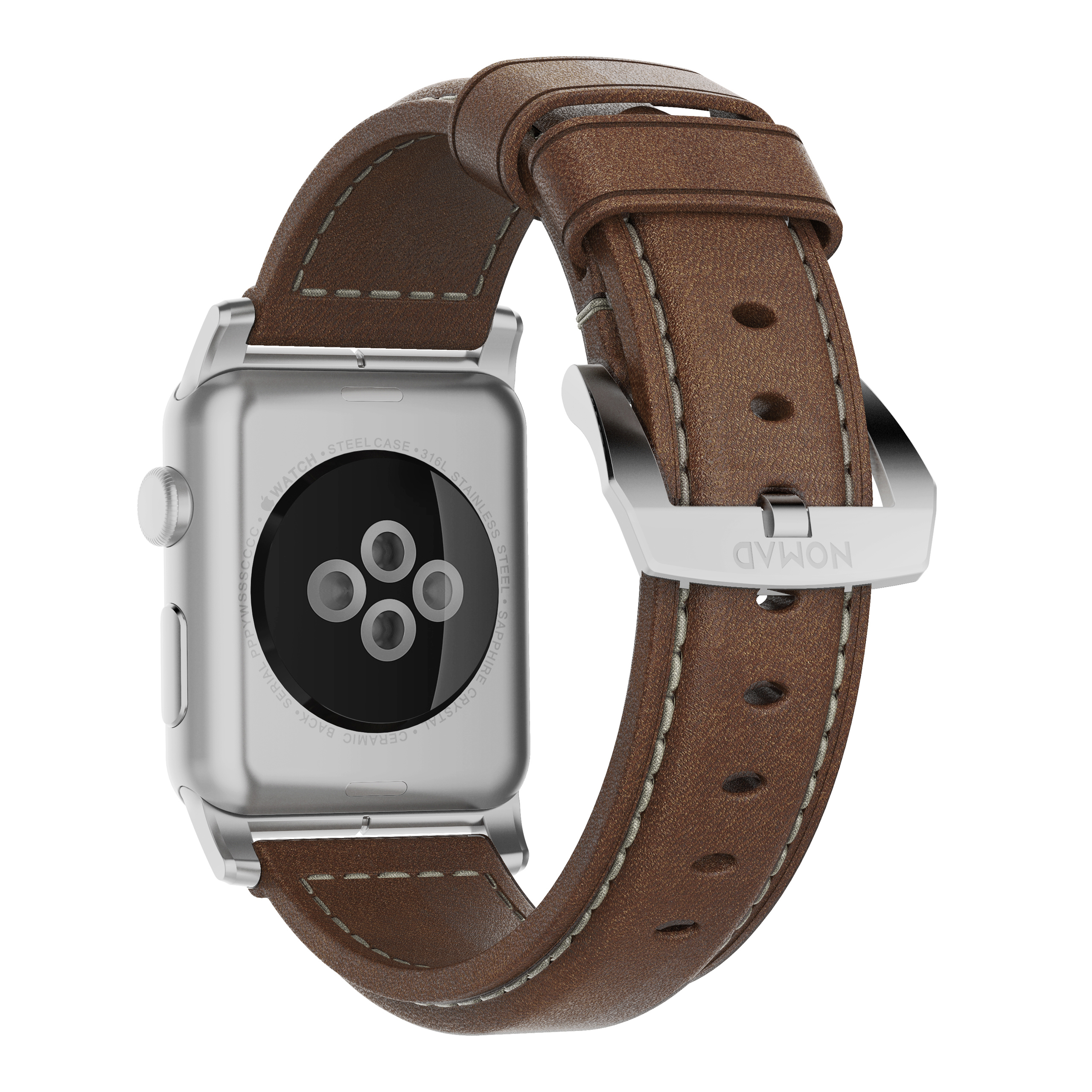 NOMAD Nomad Strap Traditional braun Apple, / Ersatzarmband, 42mm, Silver Leather silber Brown Connector