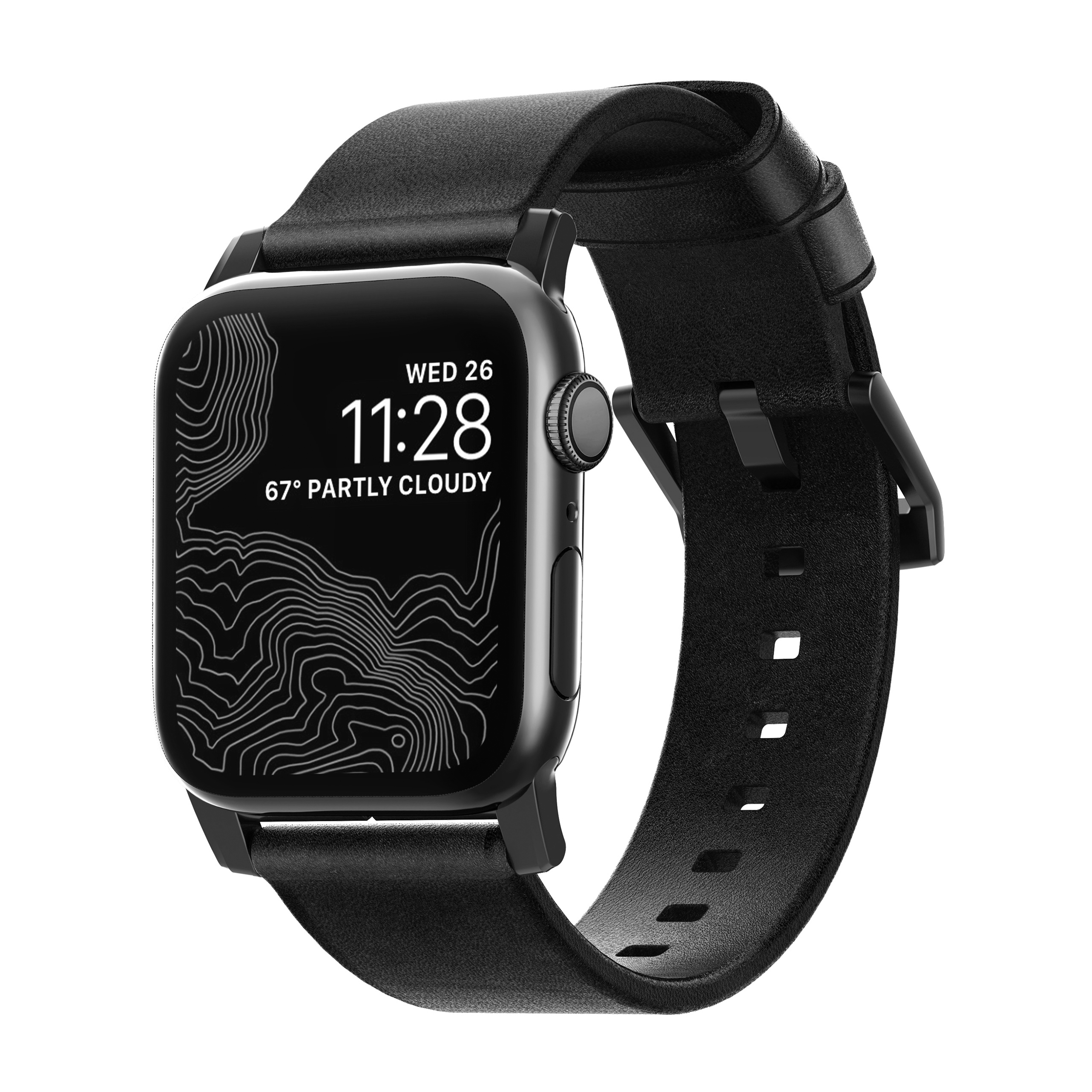 NOMAD Strap Modern Leather Connector Black 42mm, Ersatzarmband, Schwarz