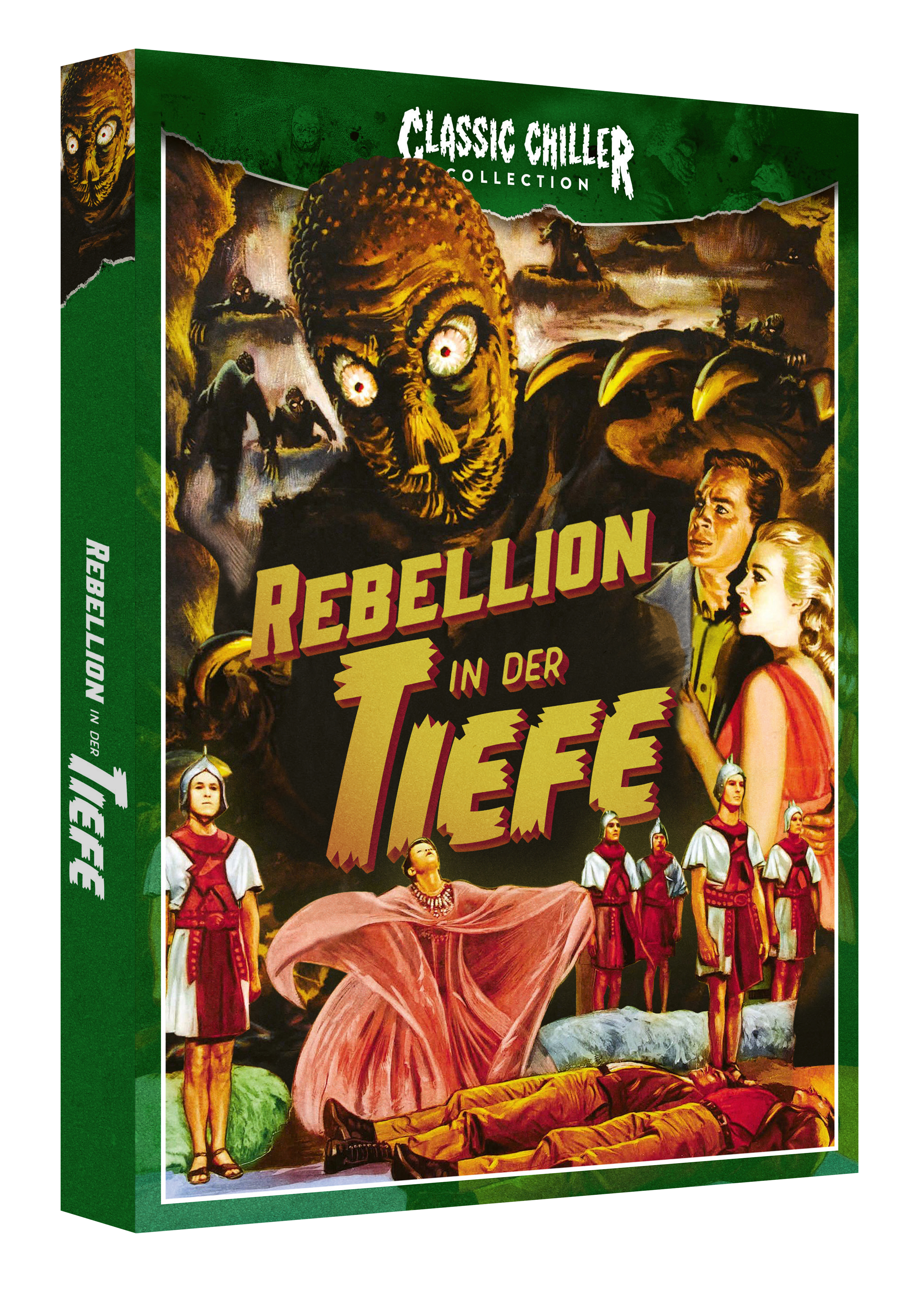 DVD-Cover: Monster-Bild, Titel 'Rebellion in der Tiefe'. Menschen vorne, ein Alien hinten.
