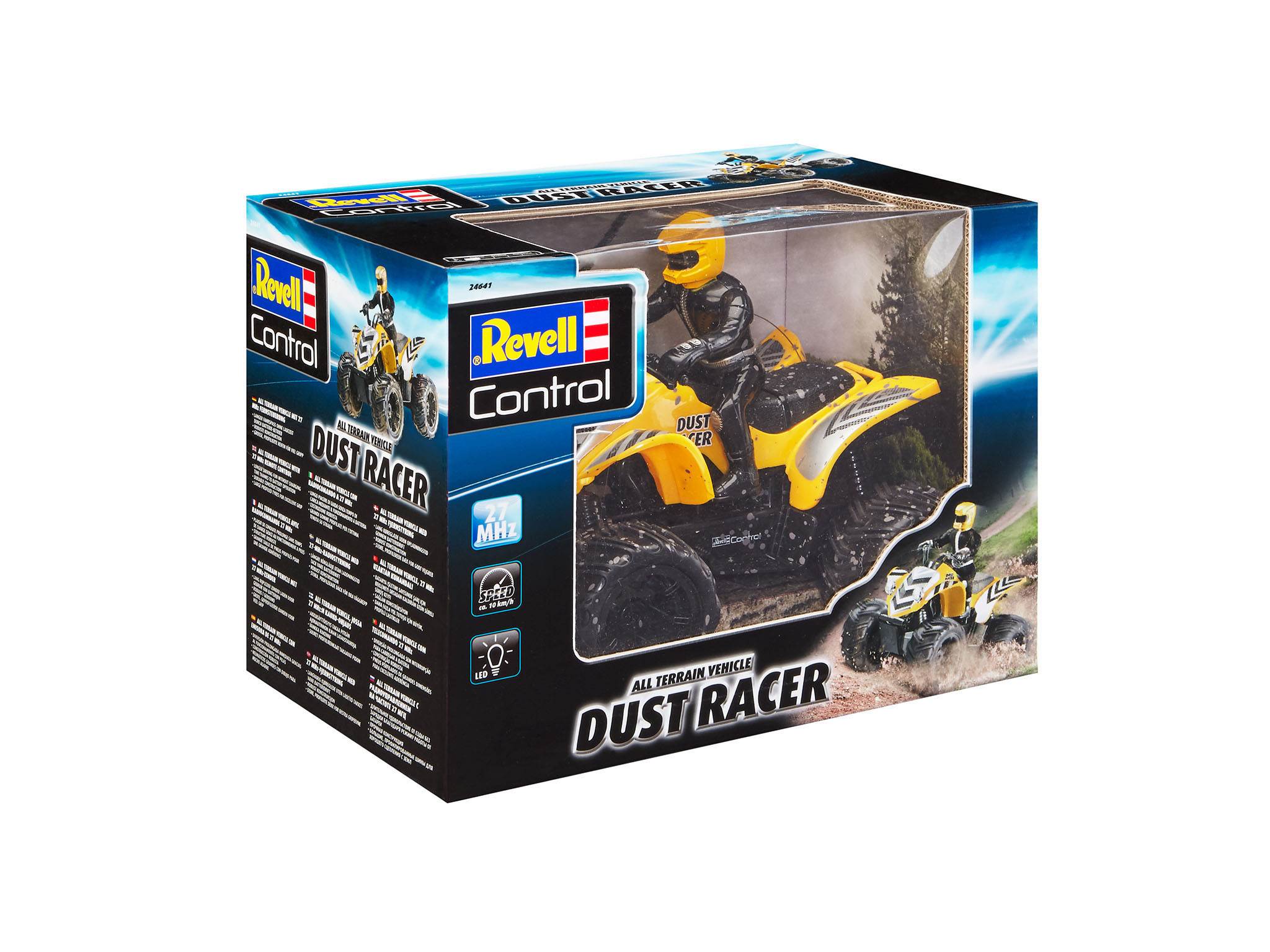 Revell Control Spielzeug-Quad, gelb und schwarz, mit Box, die ein ähnliches Bild zeigt.