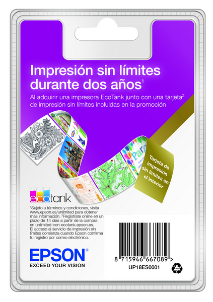 Impresora multifunción - Epson EcoTank ET-2600 + Tarjeta de Impresión sin Limites