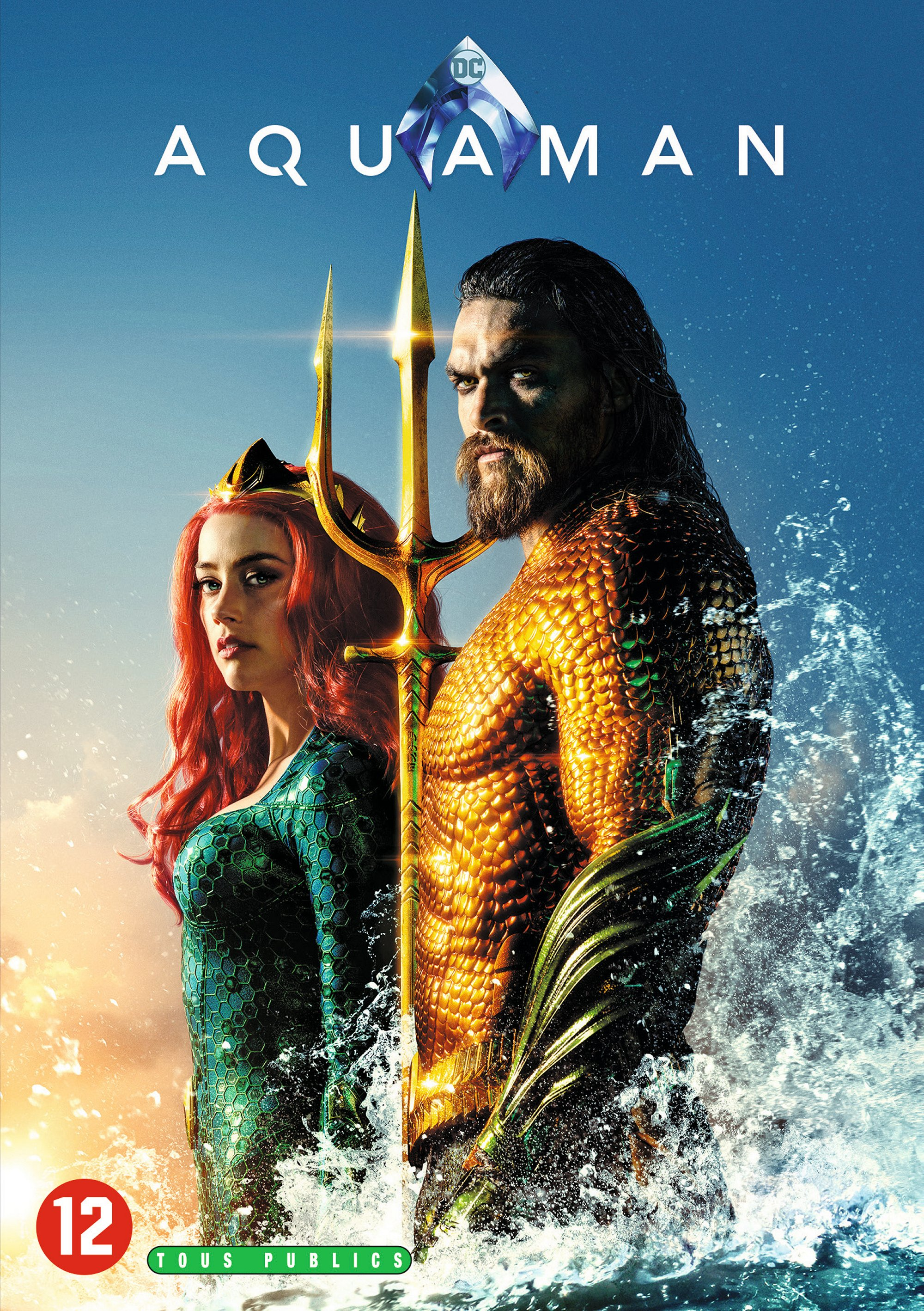 Aquaman filmposter met Aquaman en Mera, met een DC logo en een classificatie van 12.