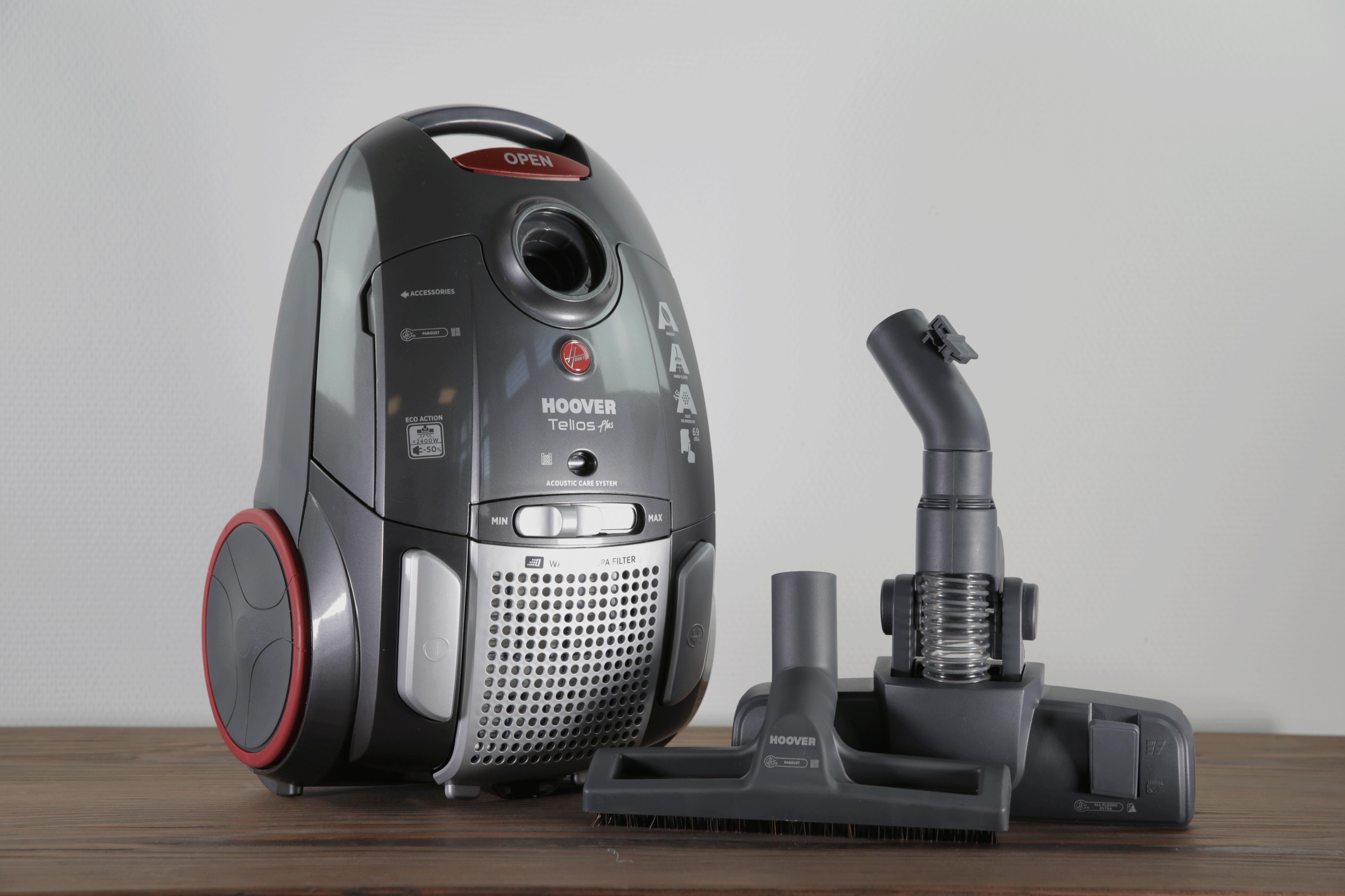 HOOVER TE22PAR 021 - Aspirapolvere (Grigio/Rosso, con la borsa)