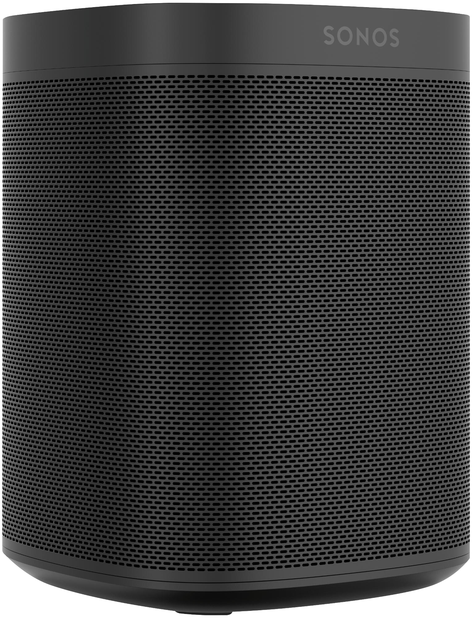 Ein schwarzer Sonos-Lautsprecher mit einer Gitterfront.