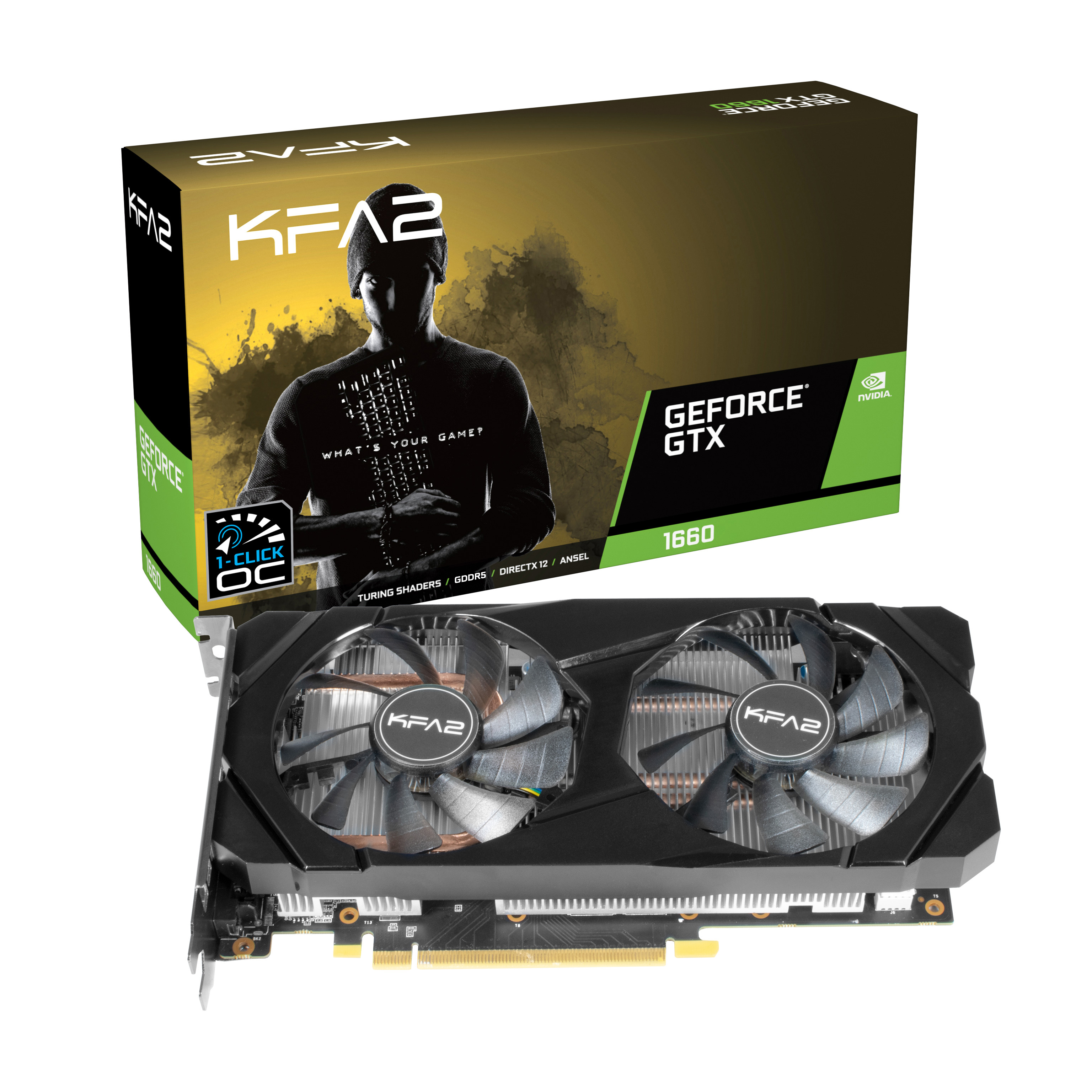 KFA2 GeForce® GTX 1660 1-Click OC 6GB (60SRH7DSY91K) (NVIDIA, Grafikkarte)