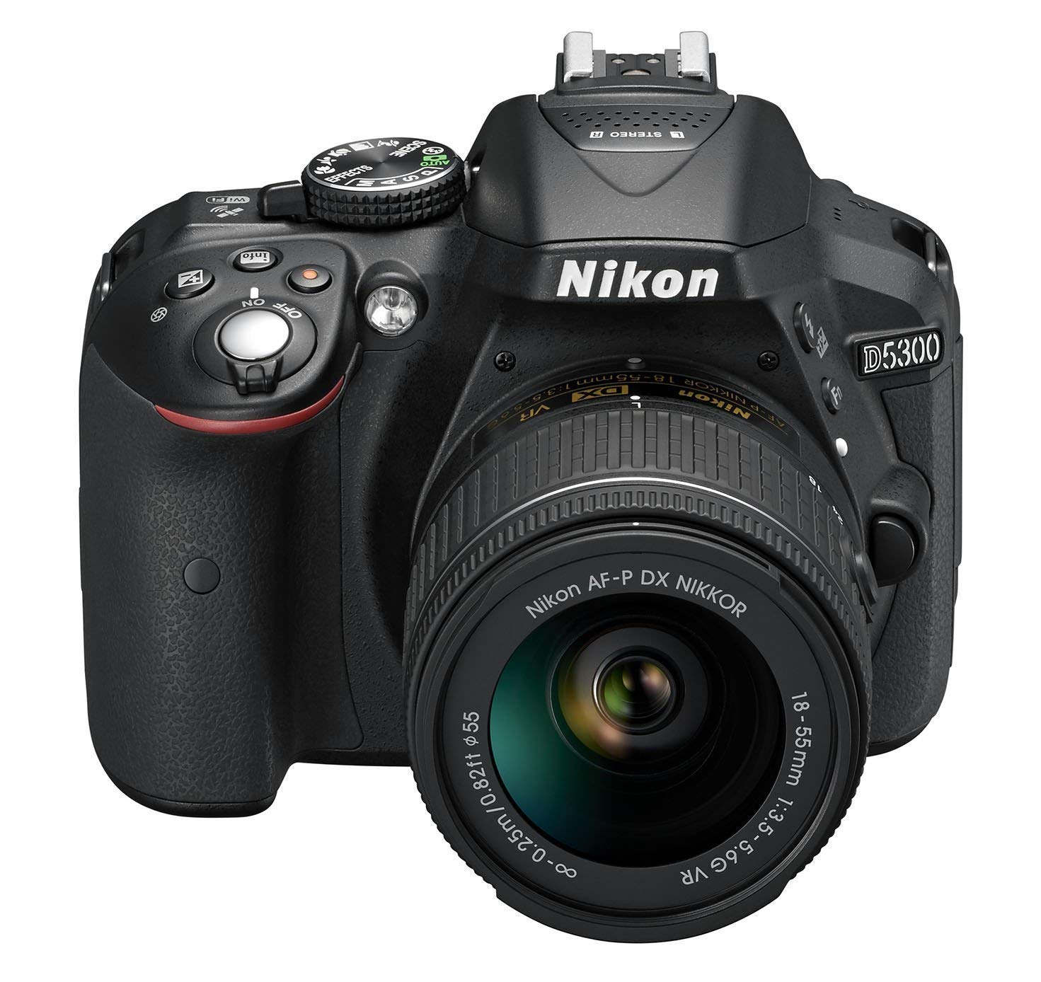 Cámara Réflex- Nikon D5300, 24.2MP, Vídeo FHD, WiFi, GPS, Negro + Objetivo AF-P 18-55mm VR f/3.5-5.6