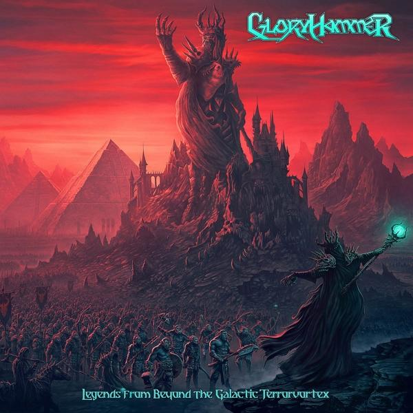 Albumcover mit Fantasieszene: roter Himmel, Burg, Figuren und Soldaten.