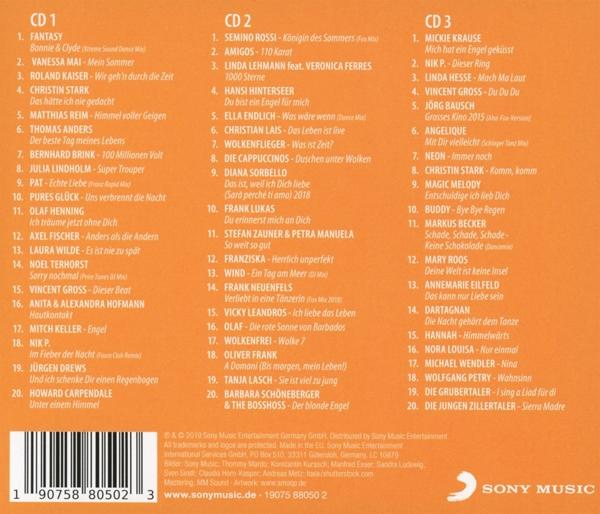 CD-Cover mit drei CDs, mit Titeln und Künstlern in farbenfrohem Design.
