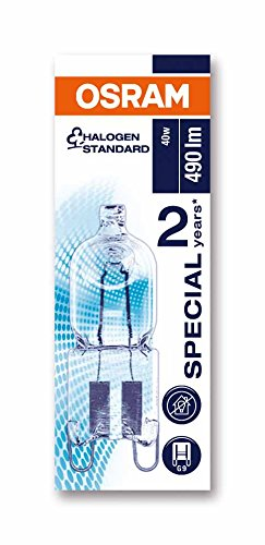 Confezione di lampadina Osram Halogen Standard 40W, con immagine e dettagli del prodotto.